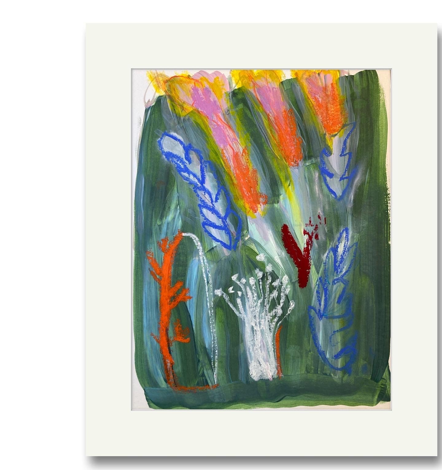 Acrylic 'FLEURS SAUVAGES' - Acrylic and oil pastel on Canson paper Nina Fourton