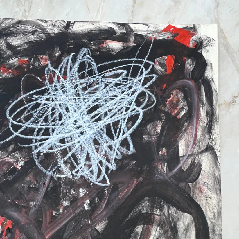 Abstract Mixed Media Painting 'FLOWER PUDDING' - Mixed Media Abstract Art Painting Sam Lewis