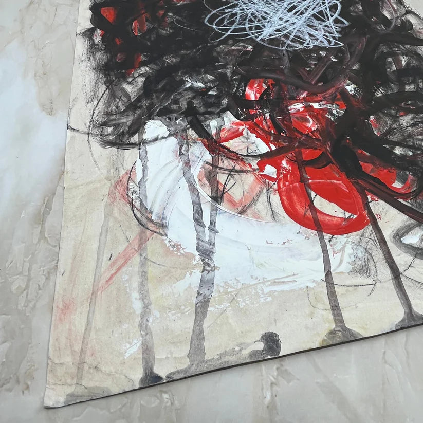 Abstract Mixed Media Painting 'FLOWER PUDDING' - Mixed Media Abstract Art Painting Sam Lewis