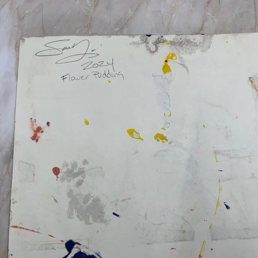 Abstract Mixed Media Painting 'FLOWER PUDDING' - Mixed Media Abstract Art Painting Sam Lewis