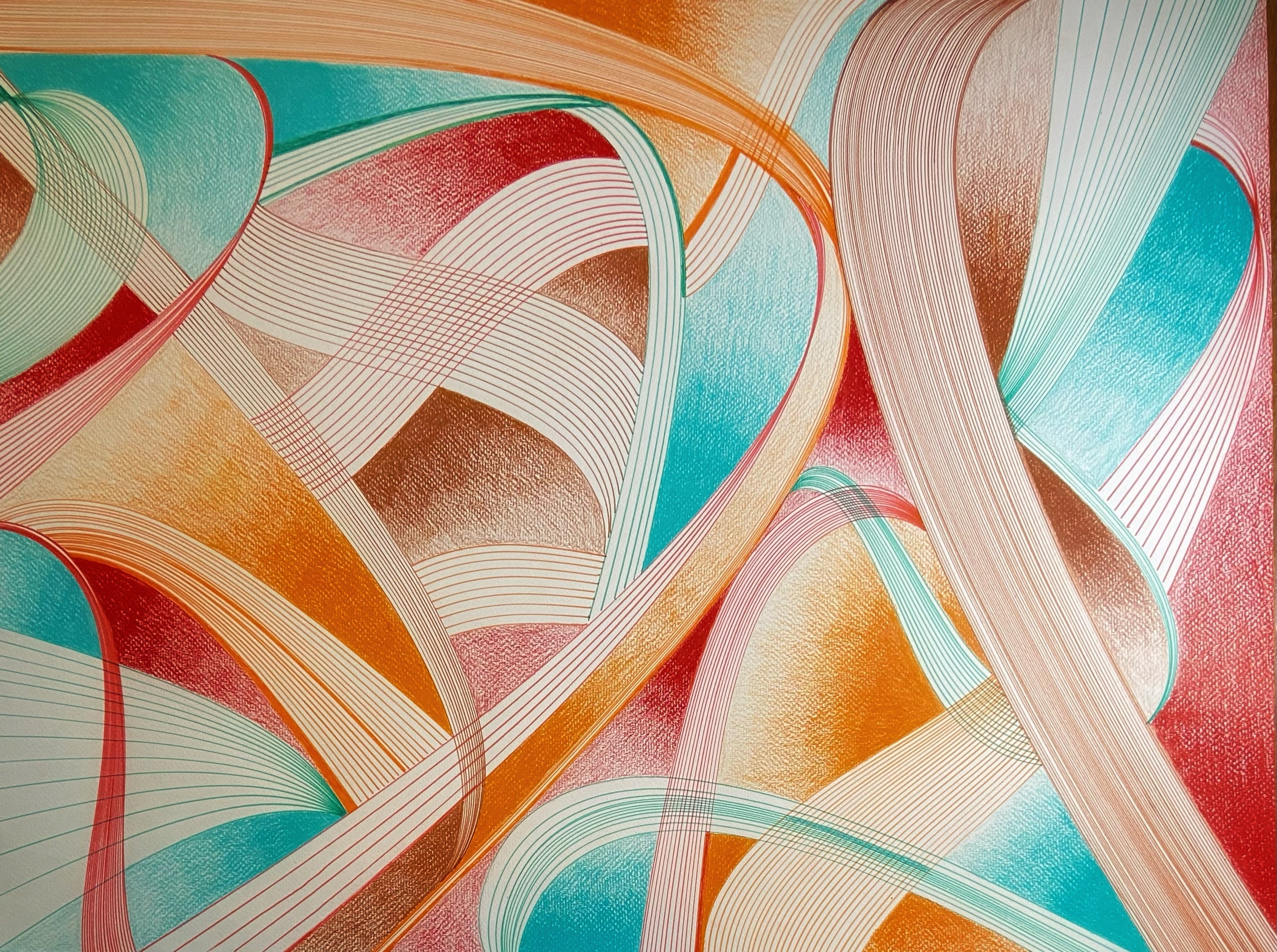 Contemporary Ink 'SWAYING TO THE MUSIC' - Contemporary, Ink, and Color Pencil Linda Gelbard