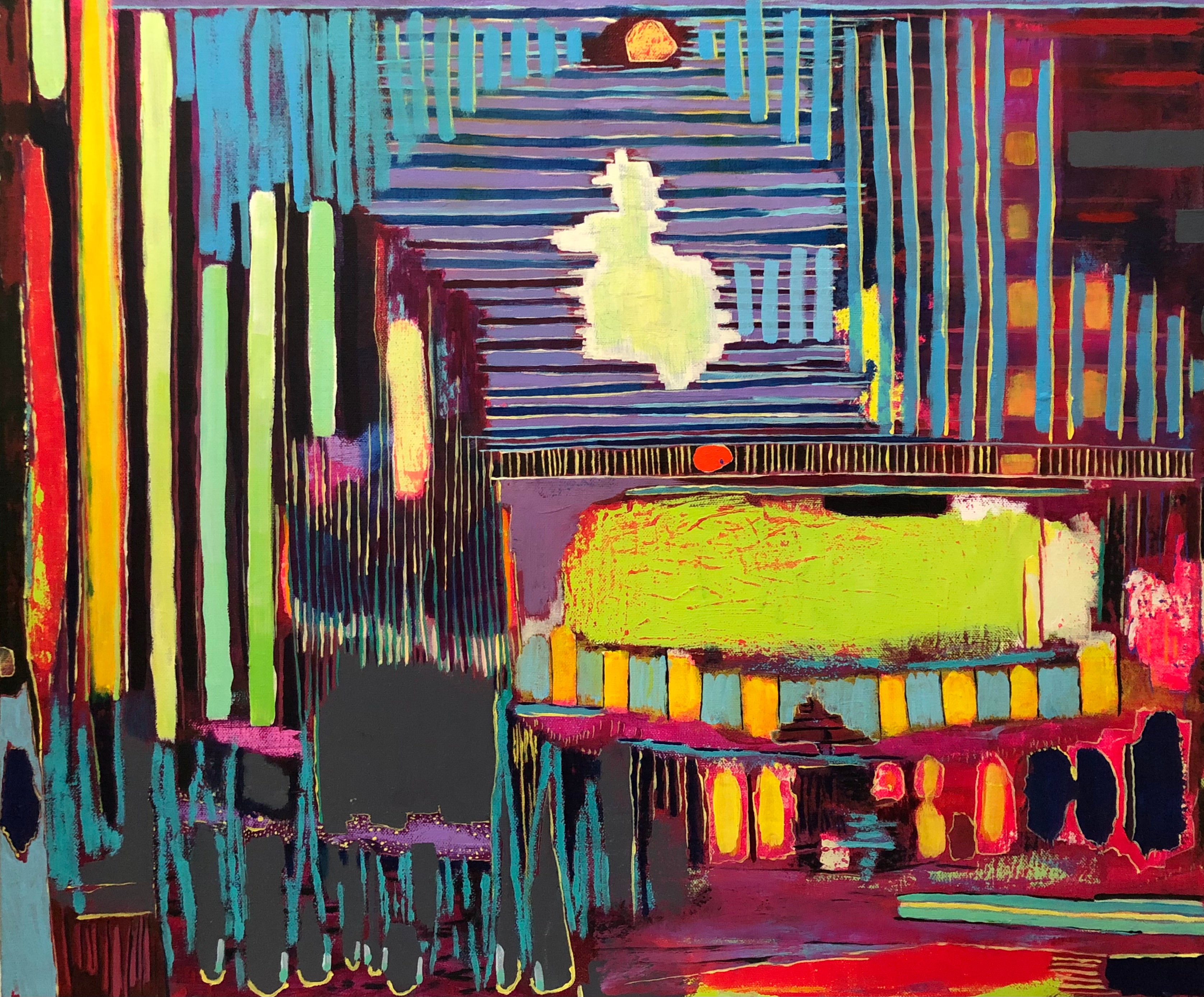 Acrylic Pastels Pencil 'FUSION STAGE' - Acrylic, Pastel, and Colored Pencil on Canvas Derek Des Islets