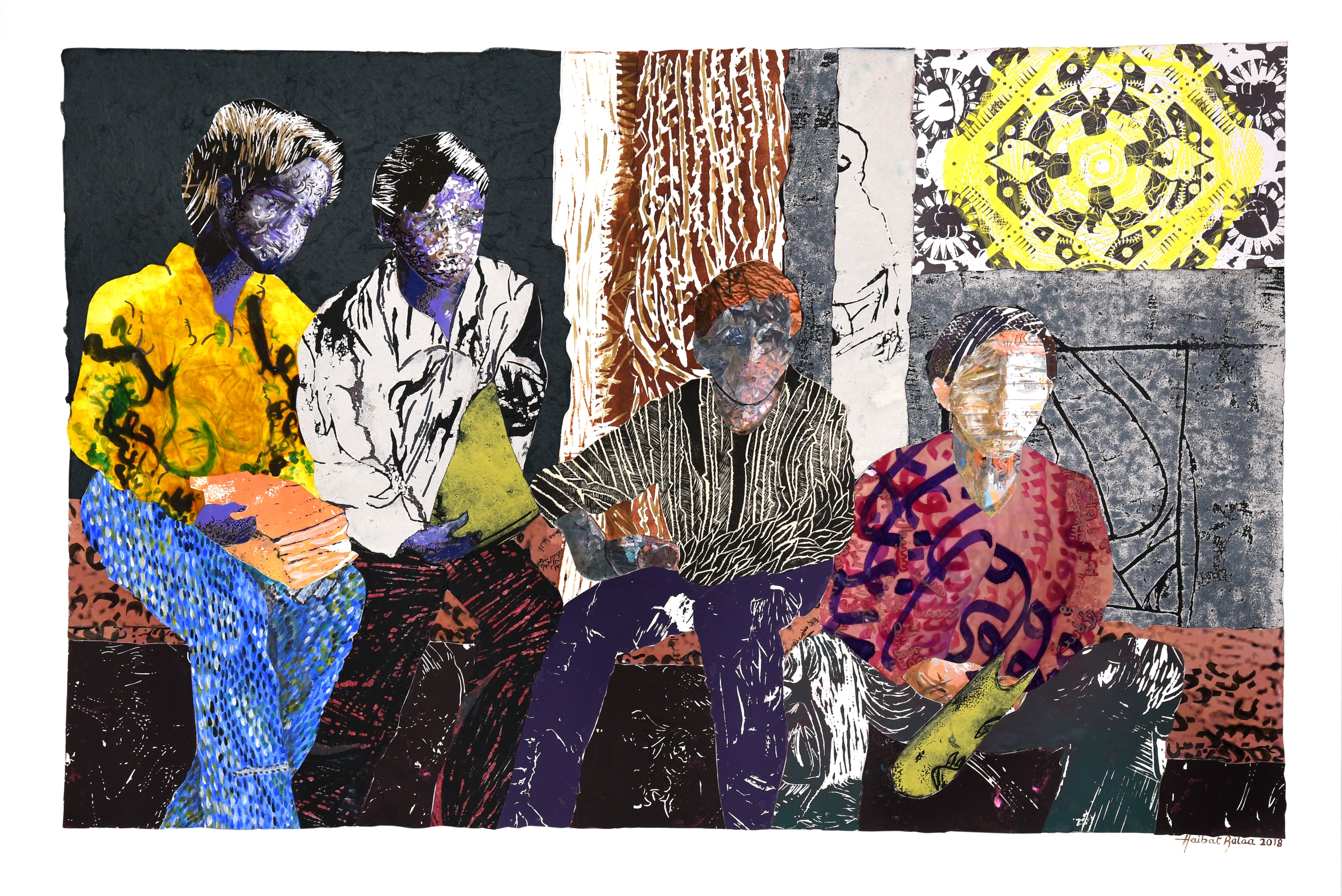 Abstract Expressionistic Semi Abstract 'FUTURE LEADERS' - Mixed Media Collage Haibat El Balaa
