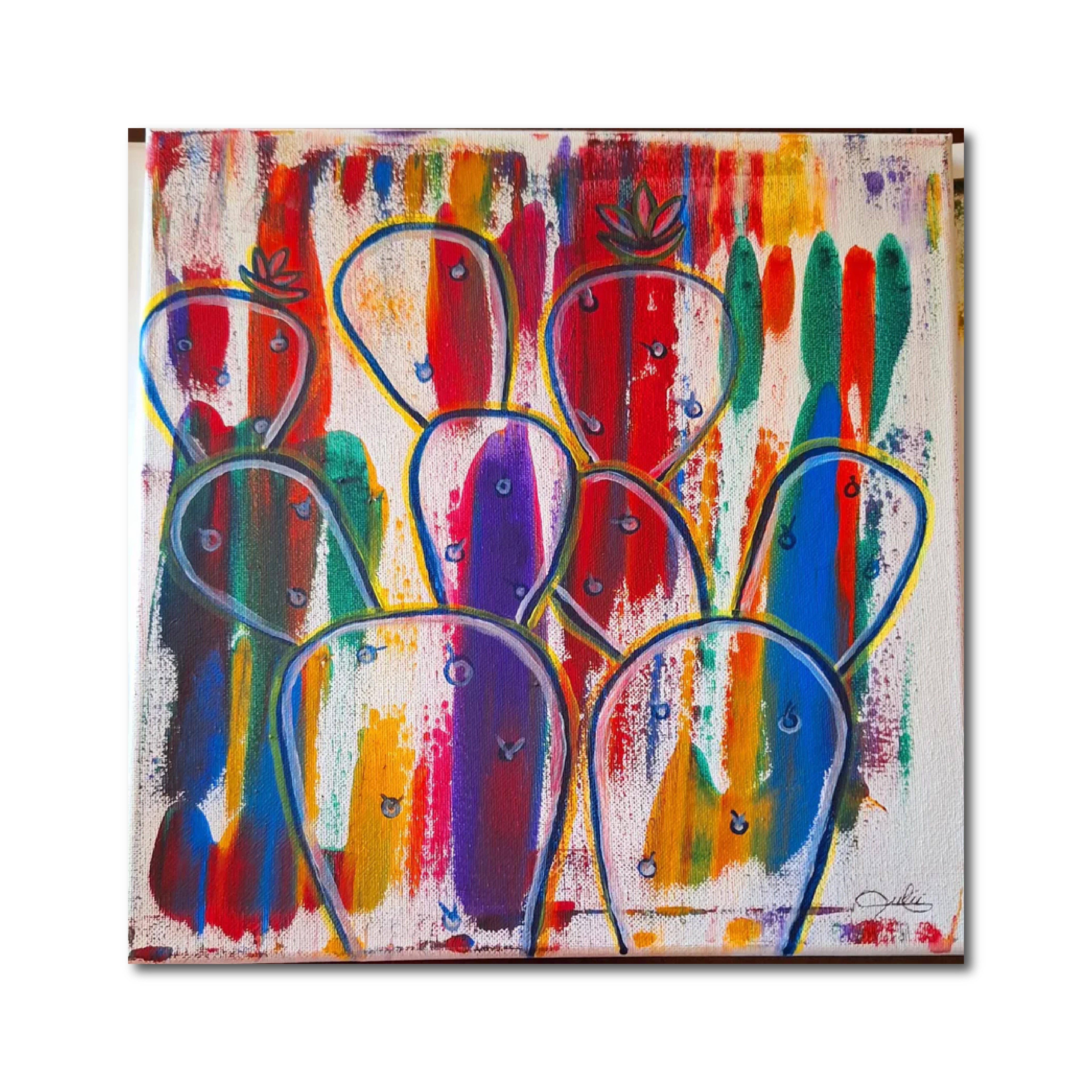 Abstract Contemporary Watercolor 'GROWING CACTUS' Lulu Trevizo