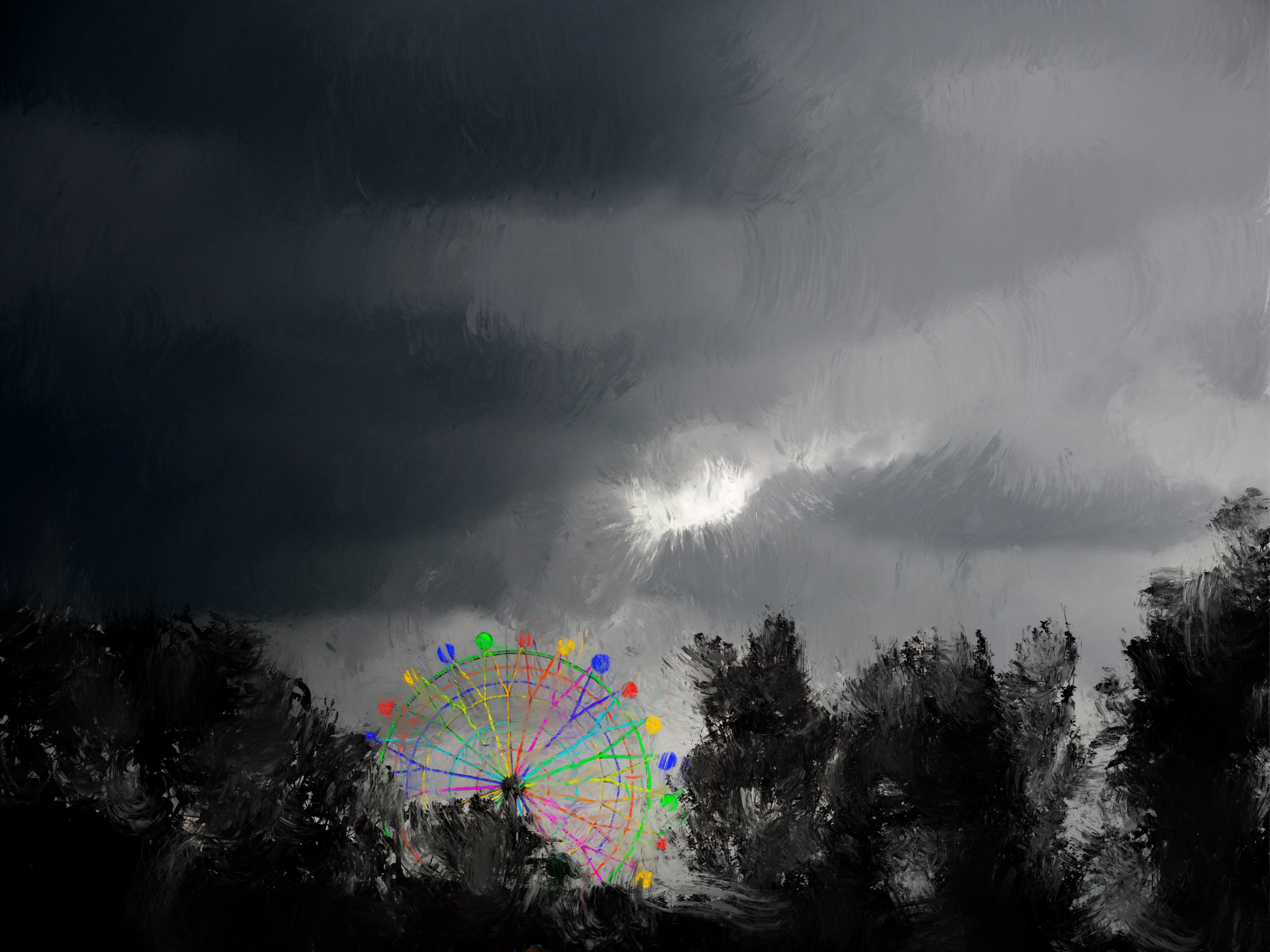 Digital Painting 'GLOOMY CLOUDS VEIL THE EXPANSE ABOVE. NO.01' Li Zheng