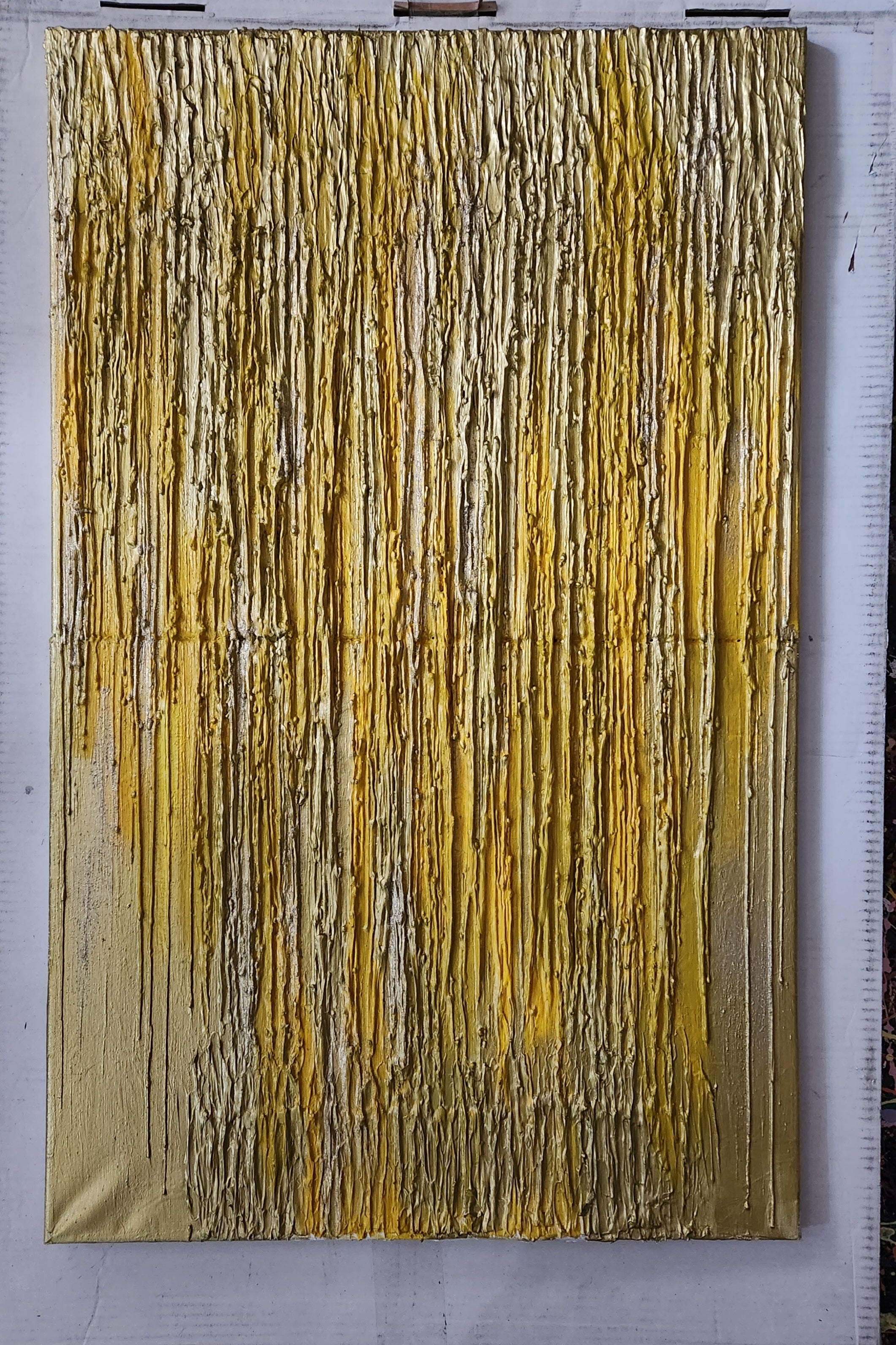Abstract Acrylic Contemporary Painting 'GOLD MELTING' Acrylic, Crayon, and Mixed Media on Canvas Ulani Curry