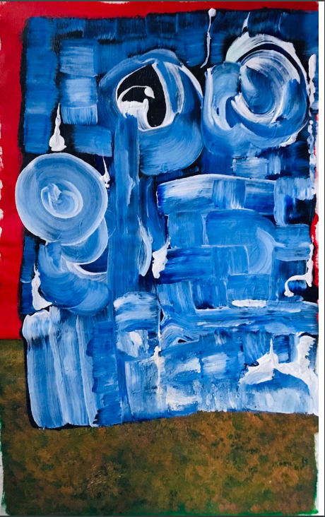 Abstract Contemporary 'GREEN FIELD' - Acrylic on canvas, varnish Elena Suprema