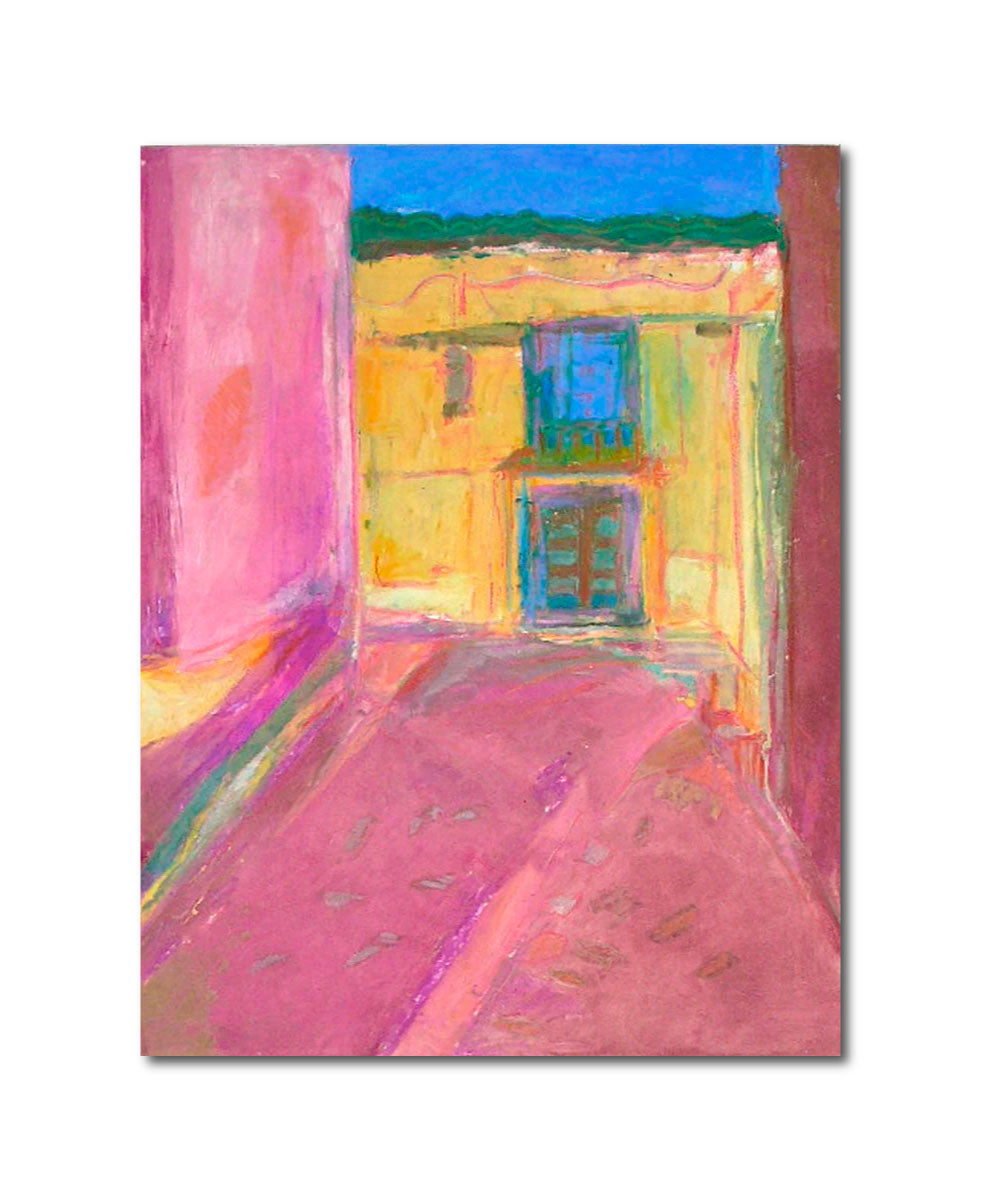 Pencil Watercolor 'HOUSE AT END OF THE STREET' - Handmade Original Monoprint with Watercolor and Pencil Ellen Pliskin