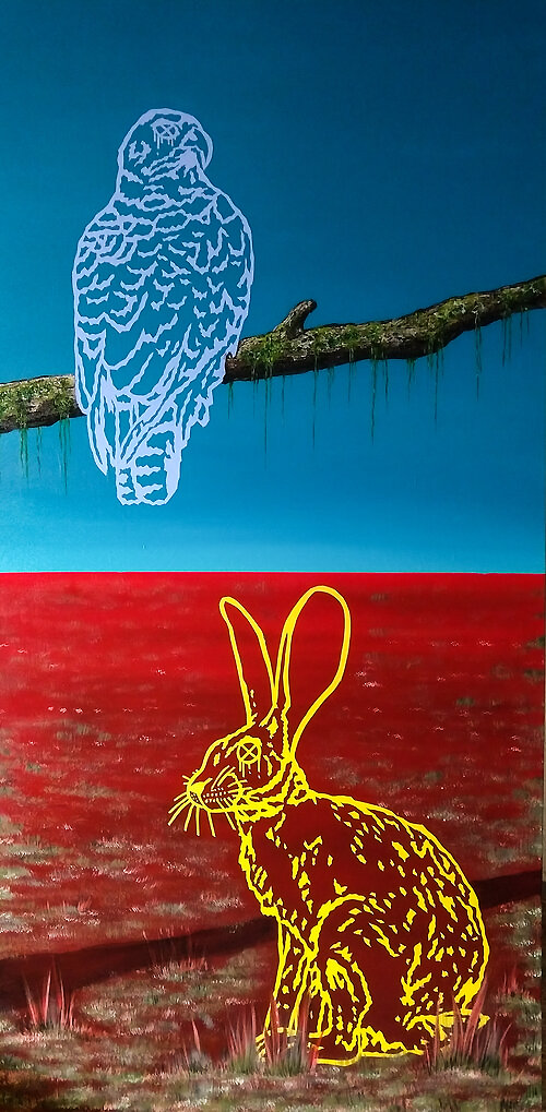 Abstract Painting 'HAWK & HARE' K'myn Honoshee
