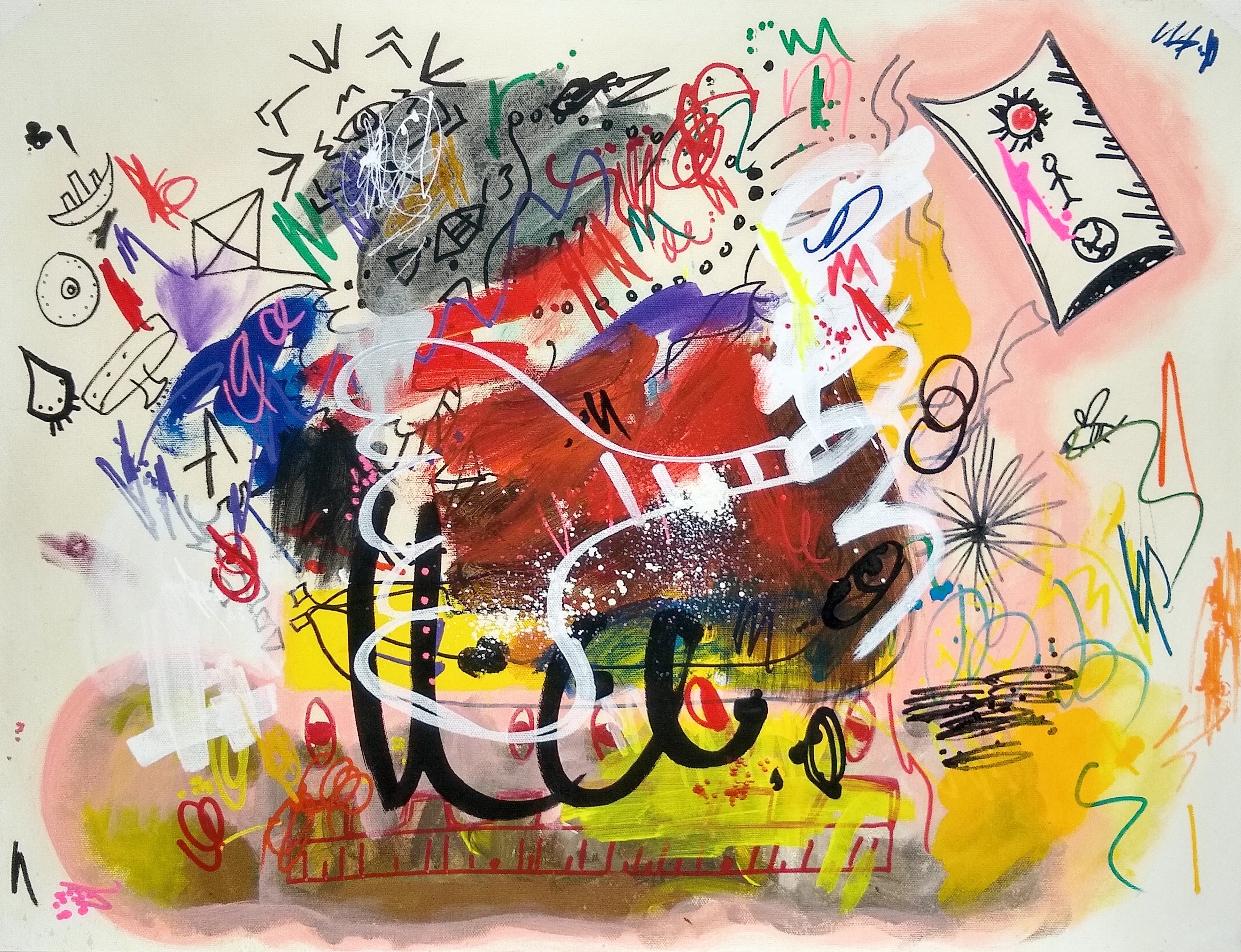 Acrylic Painting 'HIGHLY CAFFEINATED' - Acrylic on Canvas Sheet Debra Lapatina