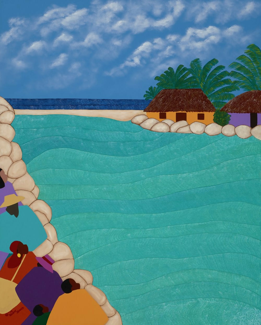 Acrylic Figurative Oil Painting Seascape Curaçao Lagoon Atelier Synthia SAINT JAMES