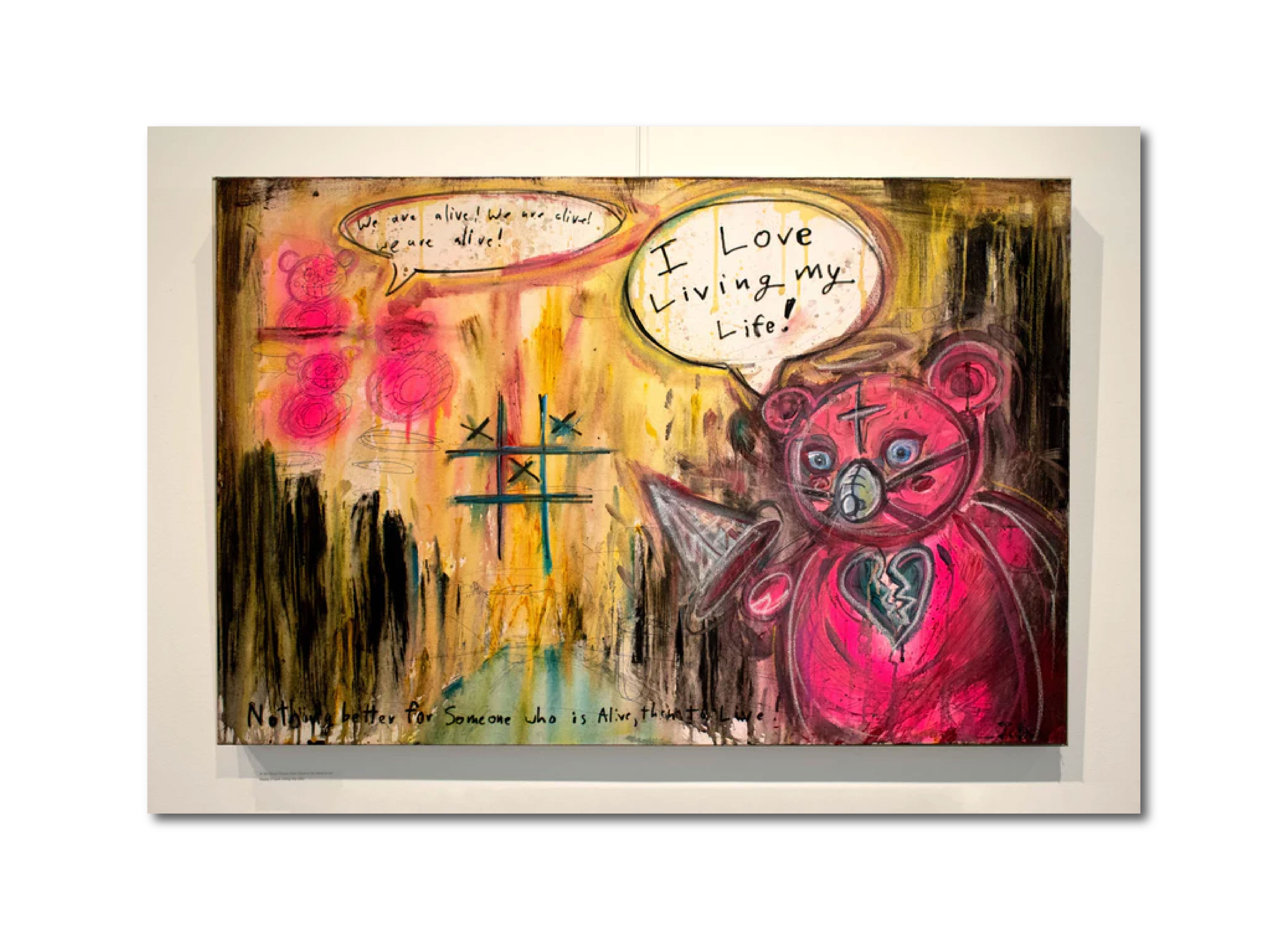 Acrylic Mixed Media 'I LOVE LIVING MY LIFE' - Acrylic and Mixed Media on Canvas Joseph Smolin