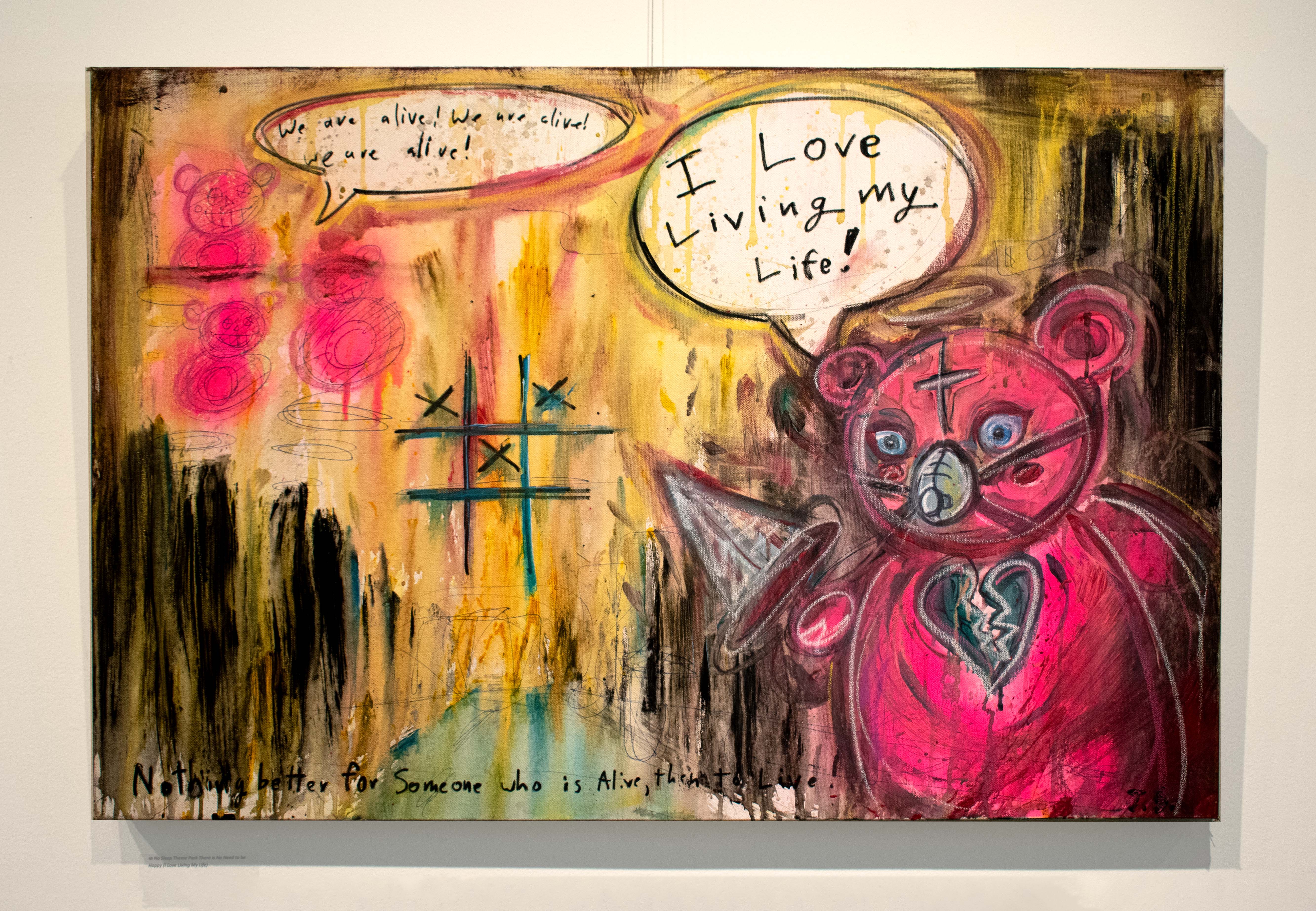 Acrylic Mixed Media 'I LOVE LIVING MY LIFE' - Acrylic and Mixed Media on Canvas Joseph Smolin