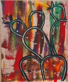 Abstract Contemporary Watercolor 'DESERT CACTUS' Lulu Trevizo