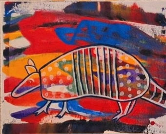 Abstract Contemporary Watercolor 'ARMADILLO' Lulu Trevizo