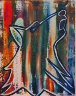 Abstract Contemporary Watercolor 'HOWLING WOLF' Lulu Trevizo