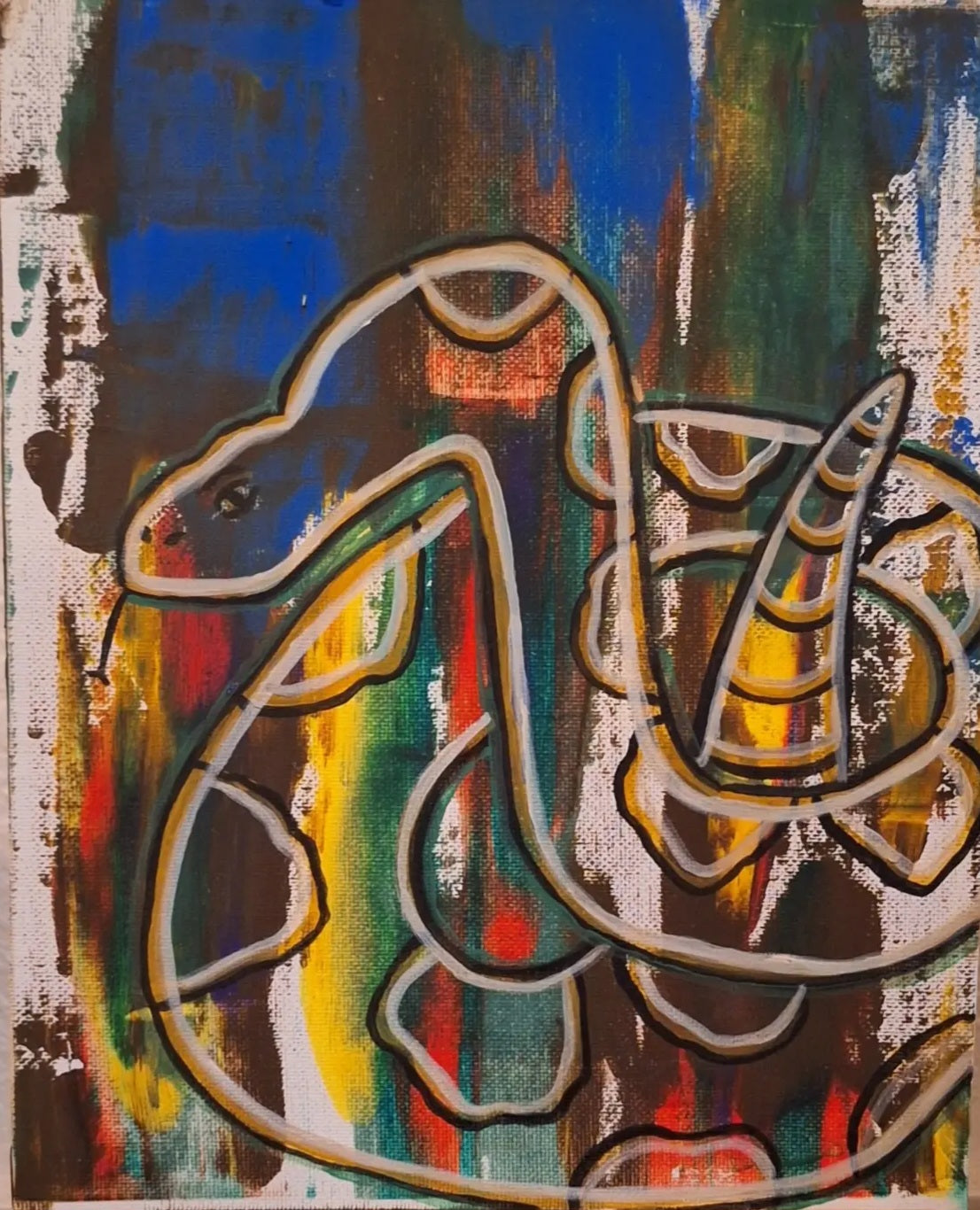 Abstract Contemporary Watercolor 'RATTLESNAKE' Lulu Trevizo