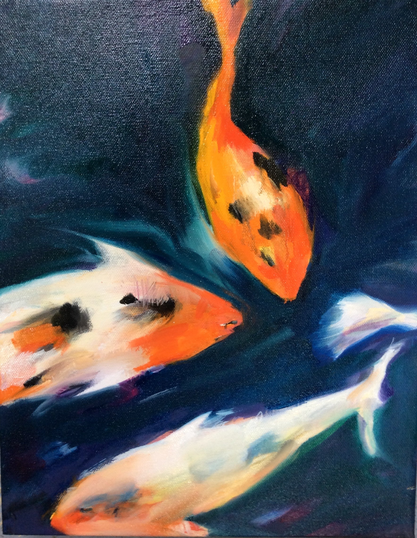 Painting 'KOI POND' - Oil on Canvas Lauren Acton
