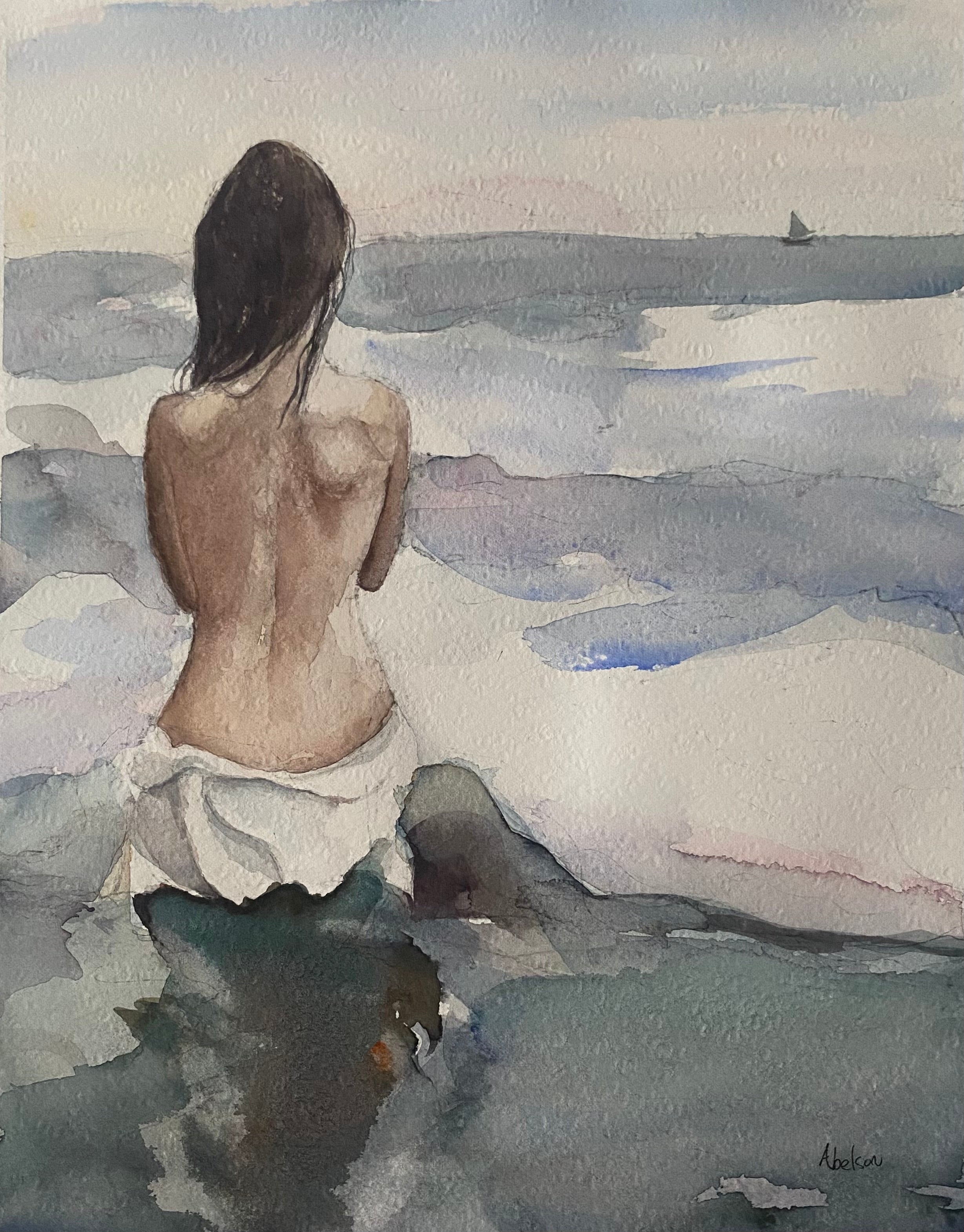 Painting 'LE DÉPART' - Watercolour on Arches David Abelson
