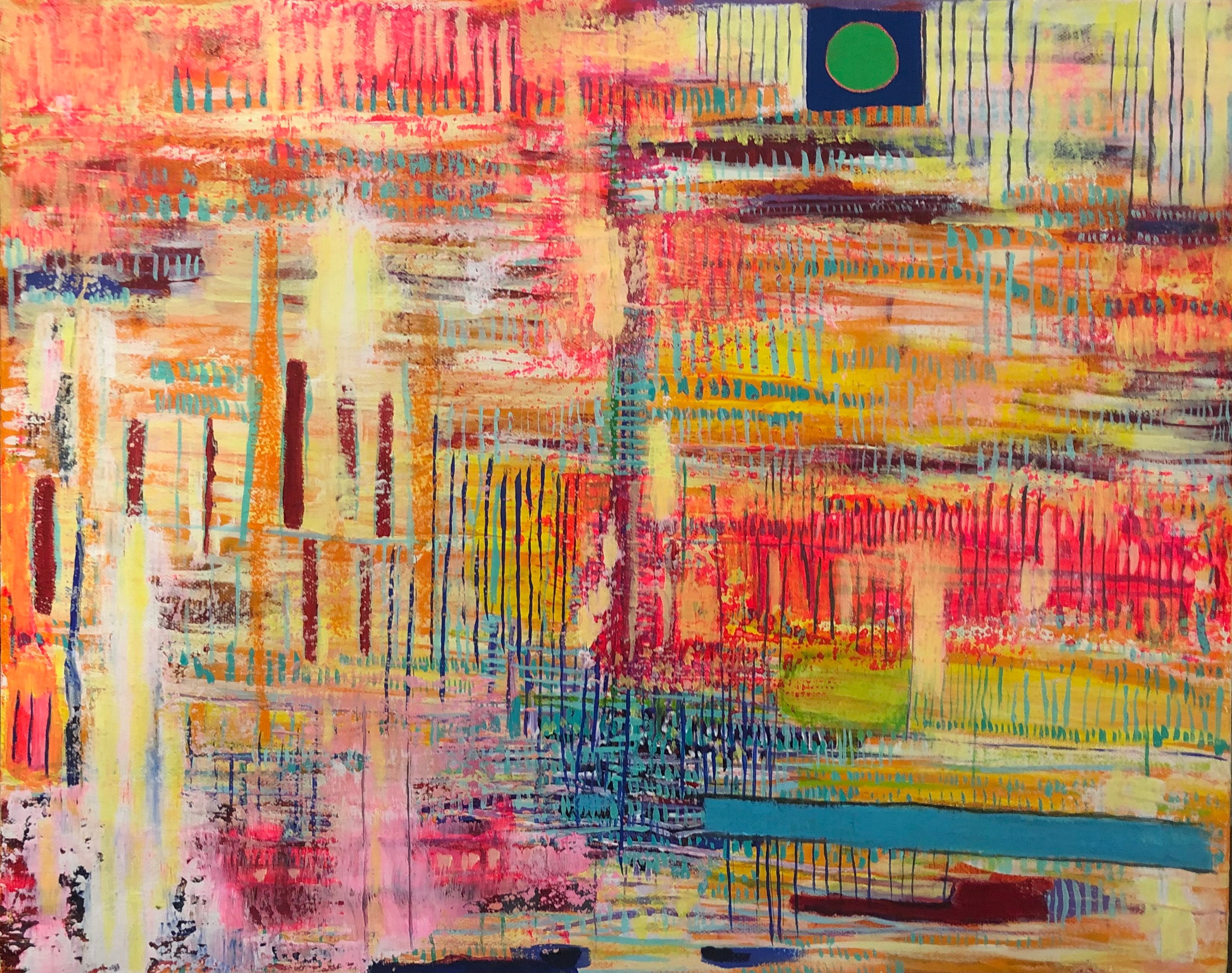 Acrylic Painting 'CIRCUITOUS LINEAR TOPOLOGY' - Acrylic, Pastel, and Colored Pencil on Canvas Derek Des Islets
