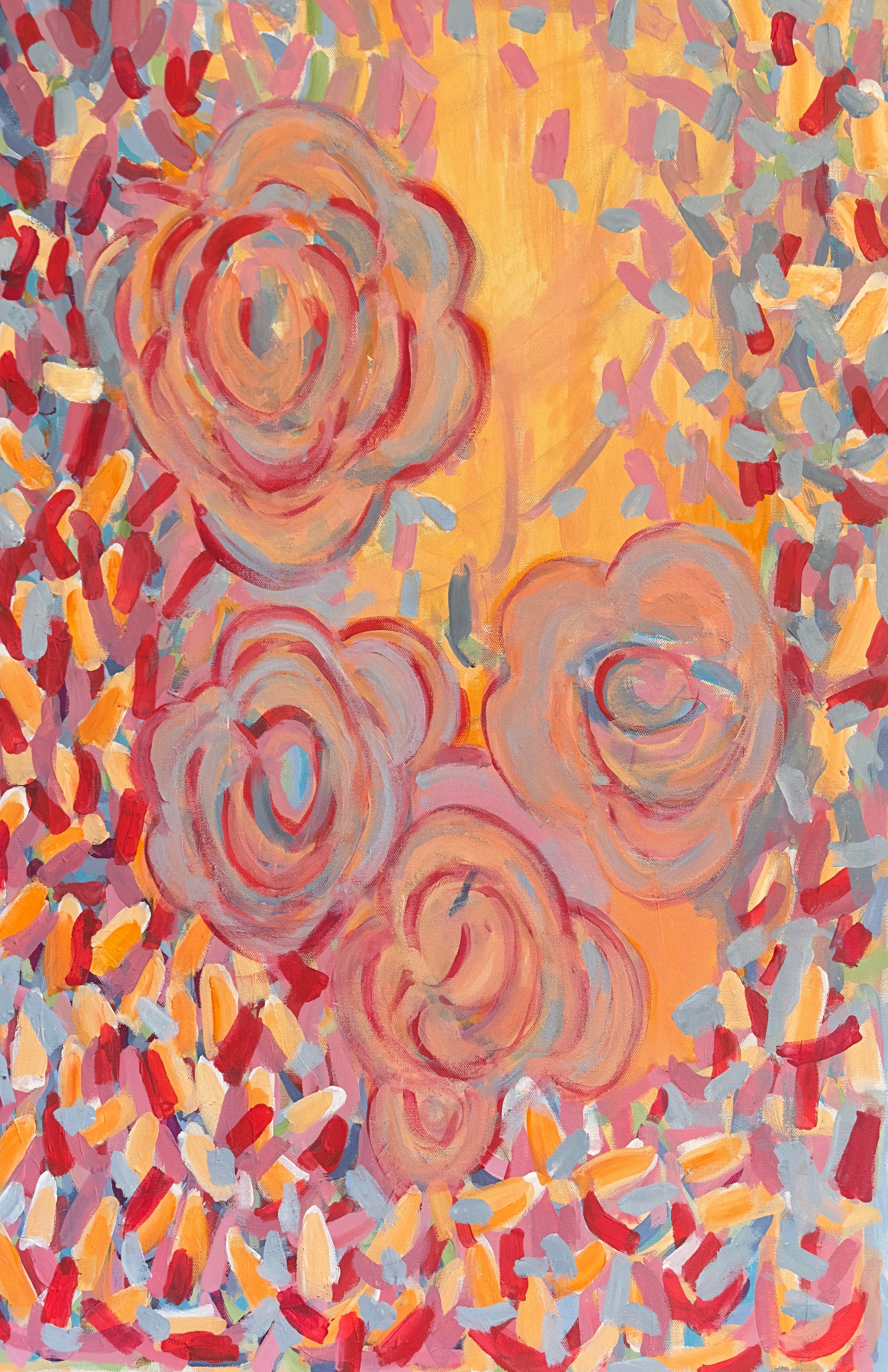 Acrylic Expressionist Painting 'ORANGE BLOOM' - Acrylic on Canvas Carol Siskind