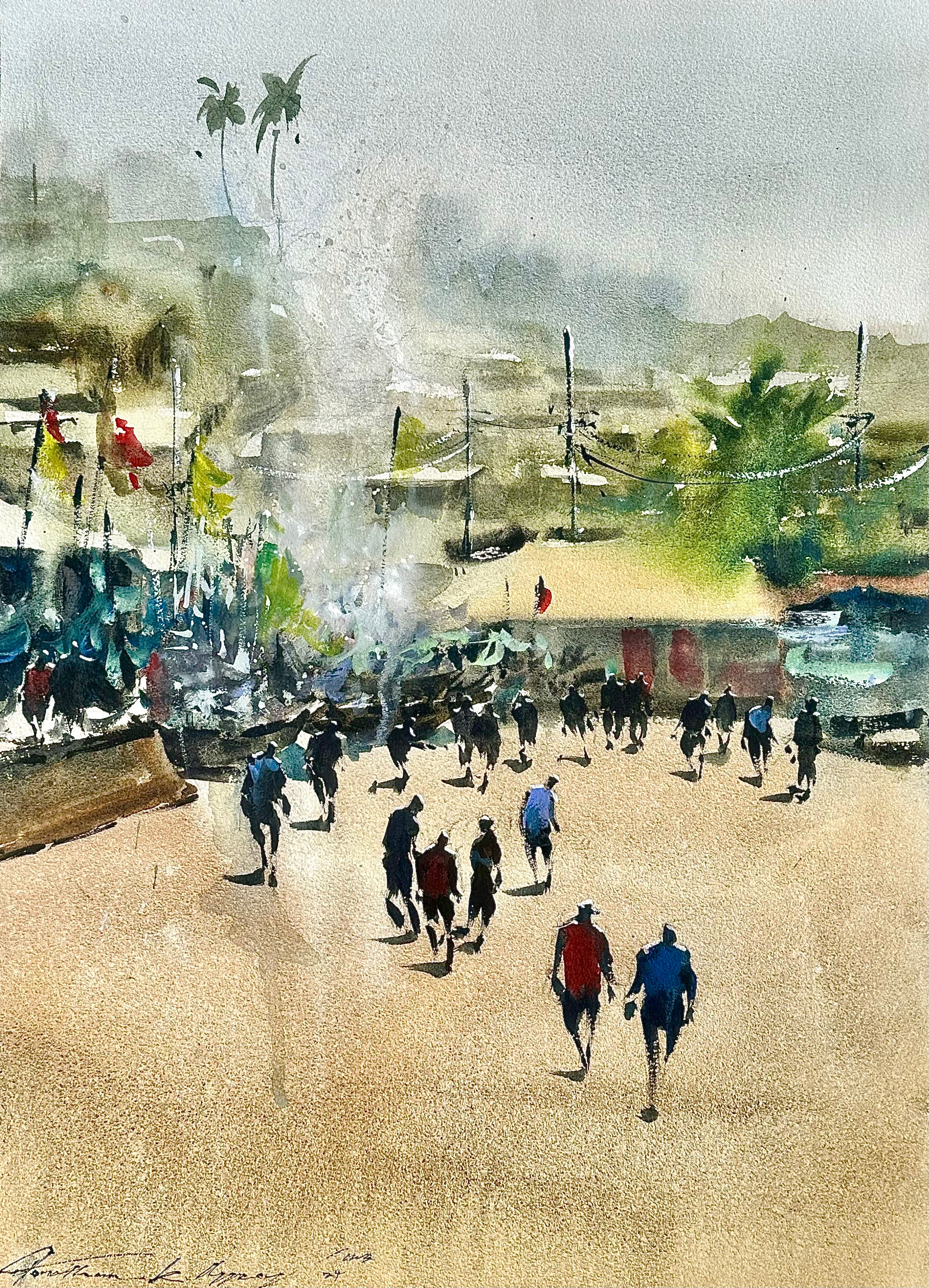 Painting 'CAPE COAST' - Watercolour Jonathan Kwegyir Aggrey
