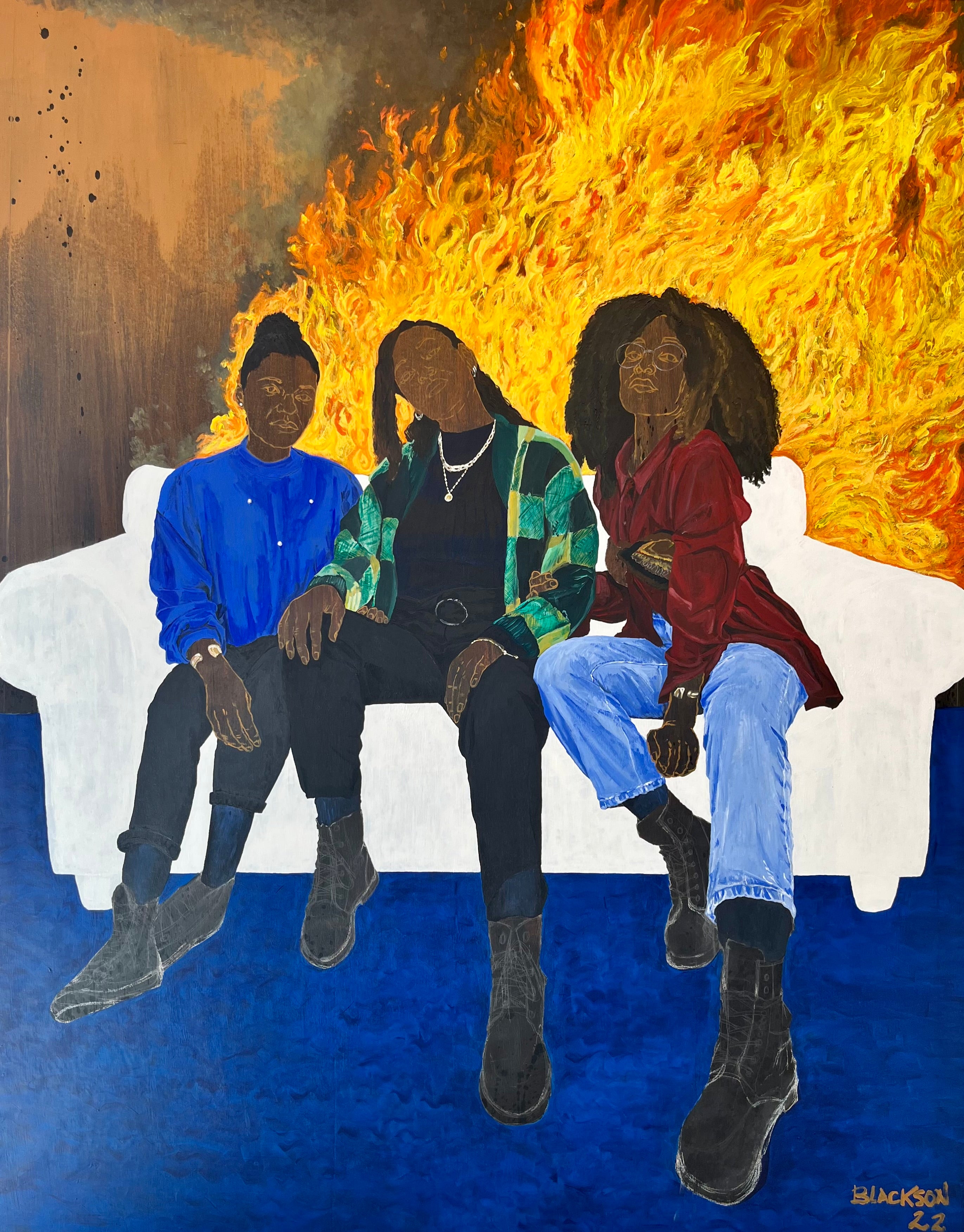 Painting 'FRIENDLYFIRE' - Oil on Canvas Blackson Fernando Afonso