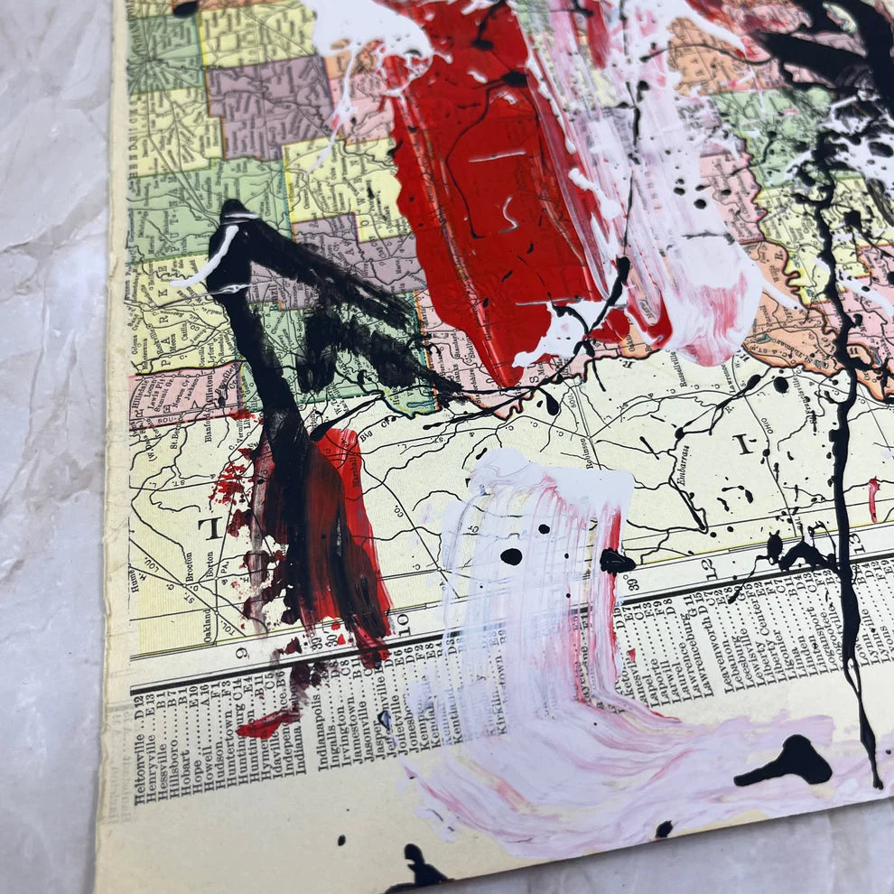 Abstract Mixed Media Painting 'INDIANA WANDERLUST SIGNED #6' - Abstract Mixed Media Art Painting Sam Lewis