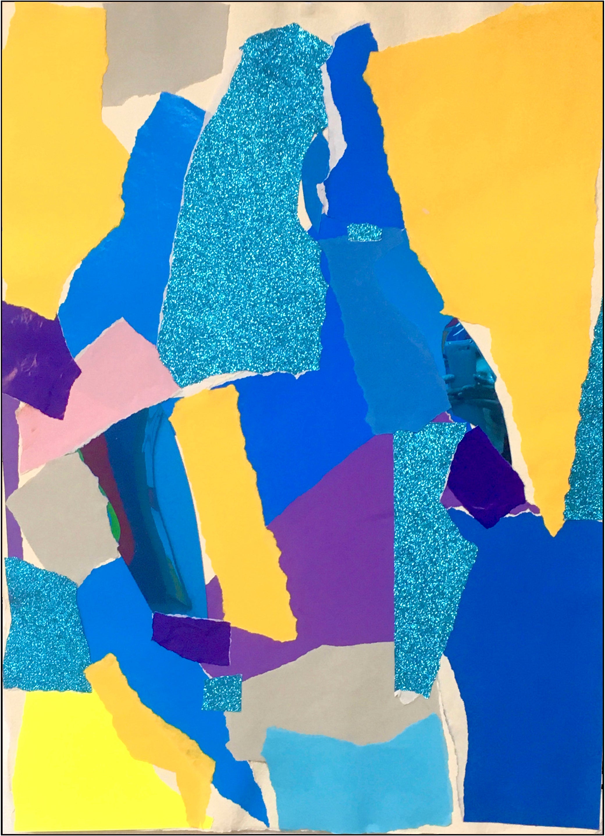 Abstract Painting 'INSIDE AND OUT-28-P' - Mixed Technique-Collage Mª Justa Rayego Seriñán