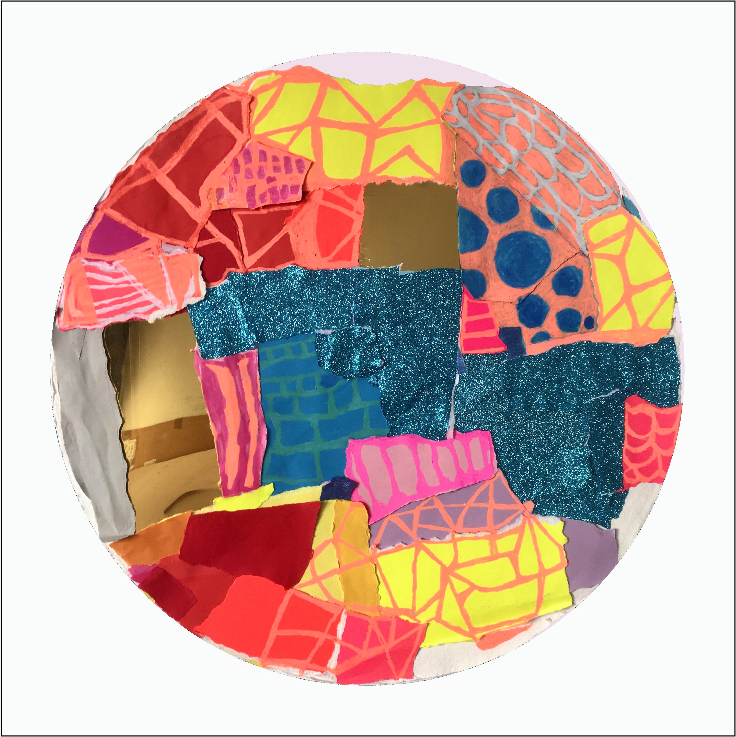 Abstract Painting 'INSIDE AND OUT-57-P' - Mixed Technique-Collage Mª Justa Rayego Seriñán