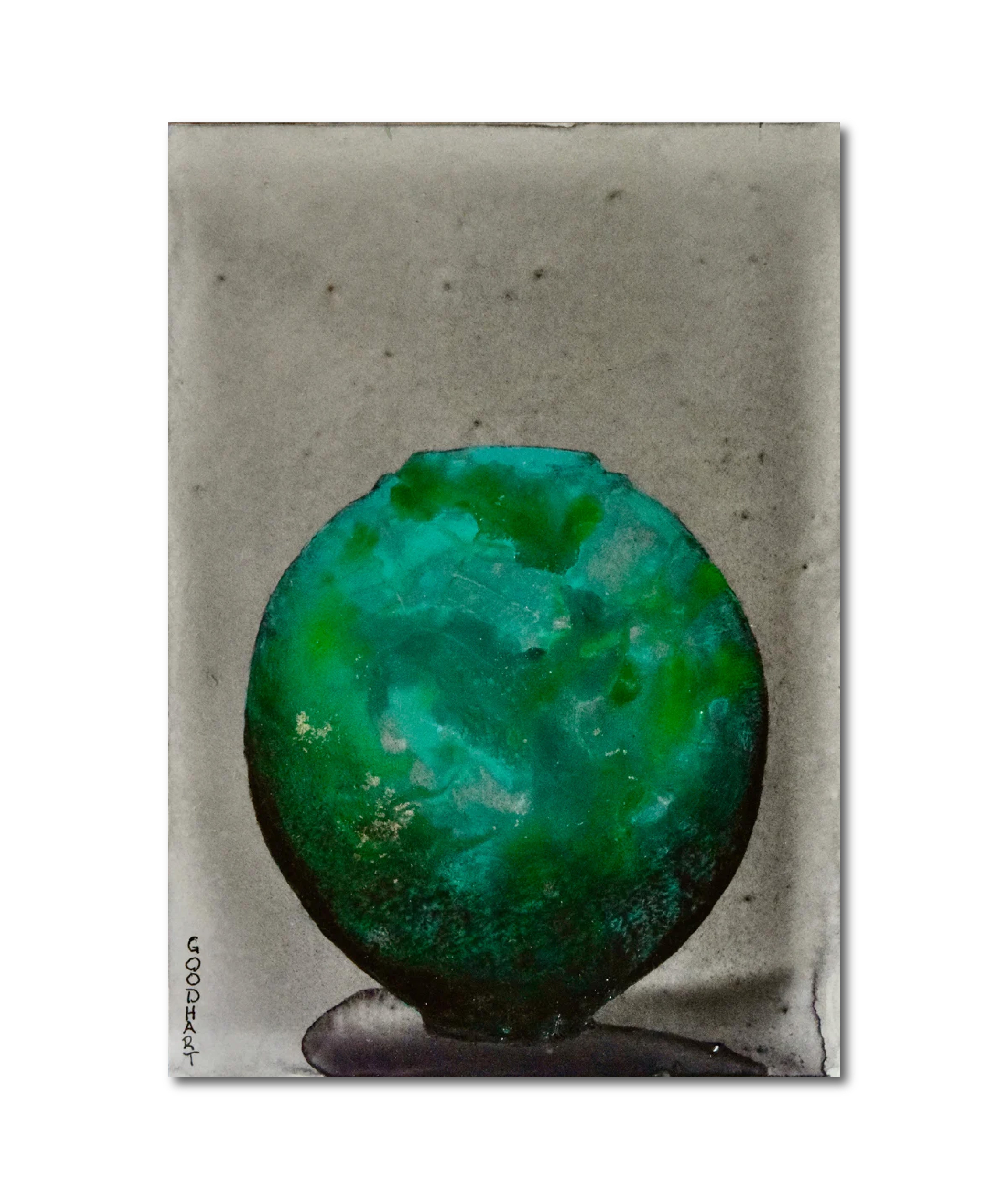 Figurative Ink Oil Watercolor 'JADE VESSEL' - Mixed Media on Panel Laurie Goodhart