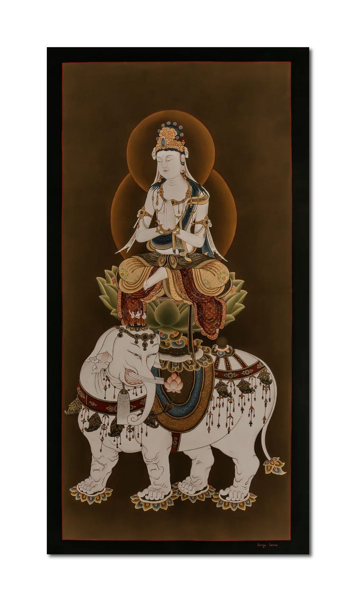 Design Figurative Painting Psychedelic Thanka Visionary 'JAPANESE BODHISATTVA FUGEN' Boudha Stupa Thanka Center
