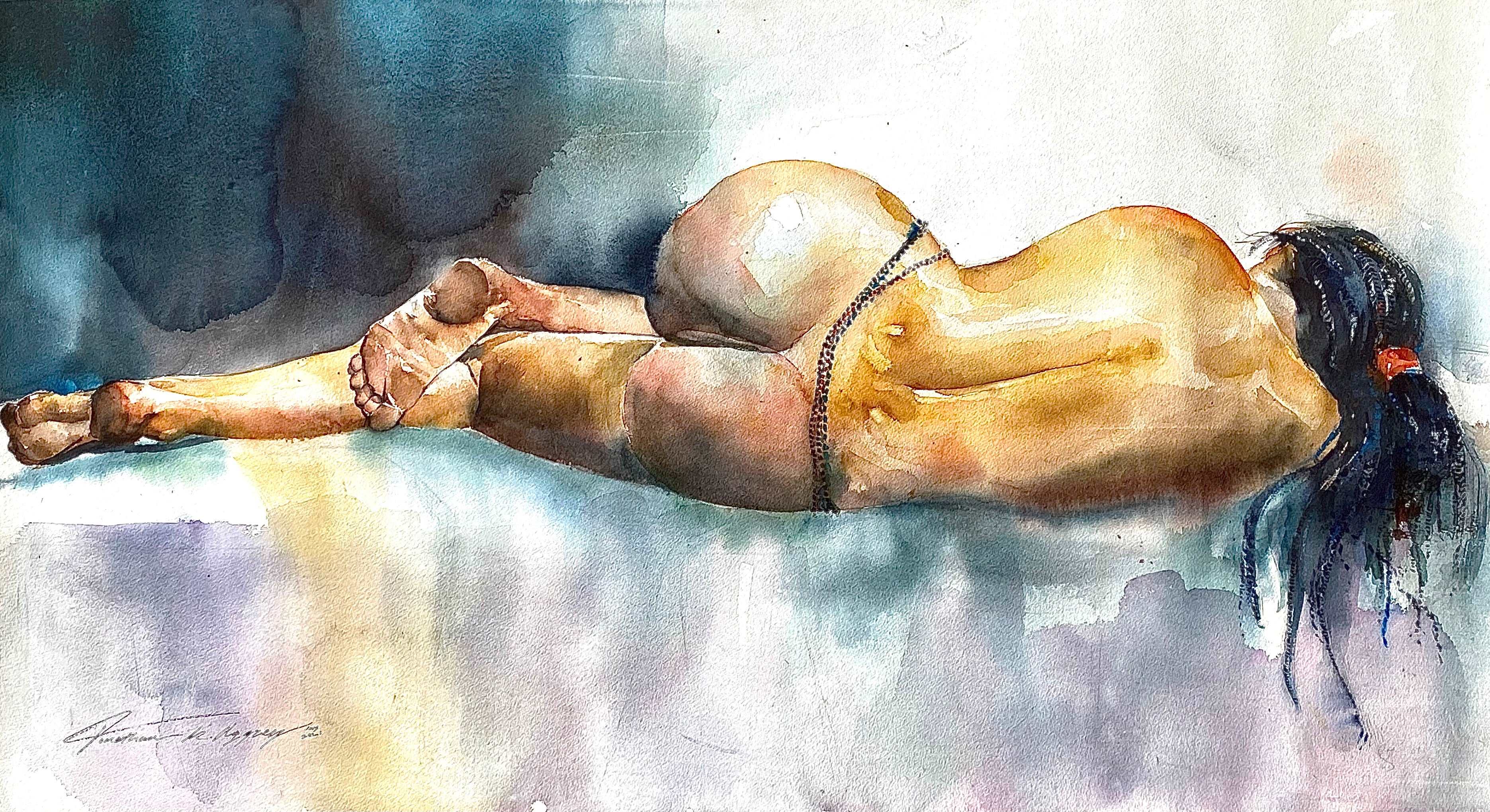 Painting 'ASABEA' - Watercolour Jonathan Kwegyir Aggrey