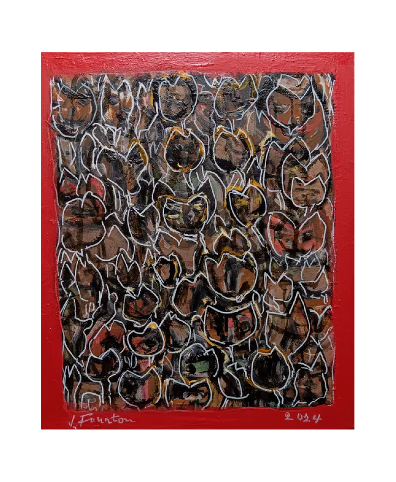 Oil 'JOYFUL GARDEN' - Oil on canvas Jean Fourton