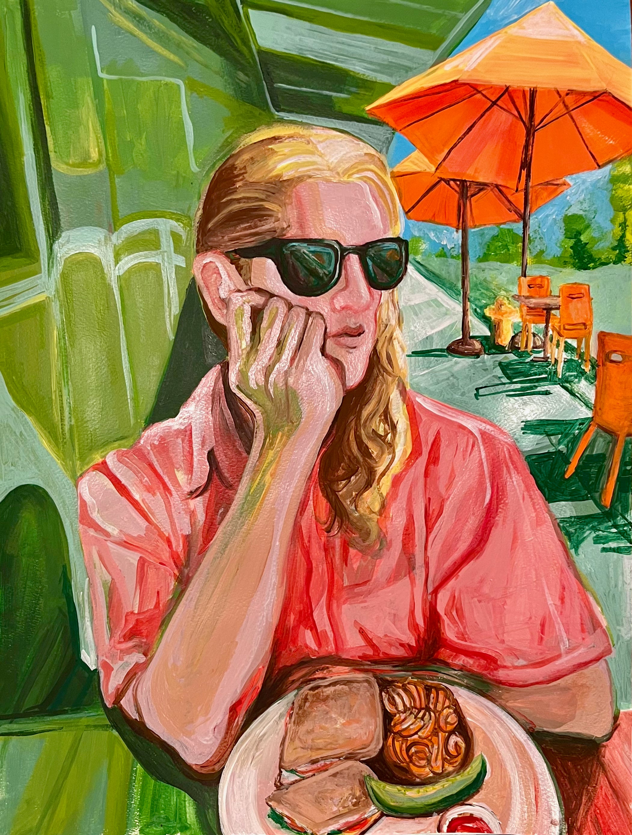 Acrylic Figurative 'JACK AT FRED 62' - Acrylic paint on paper June McCall