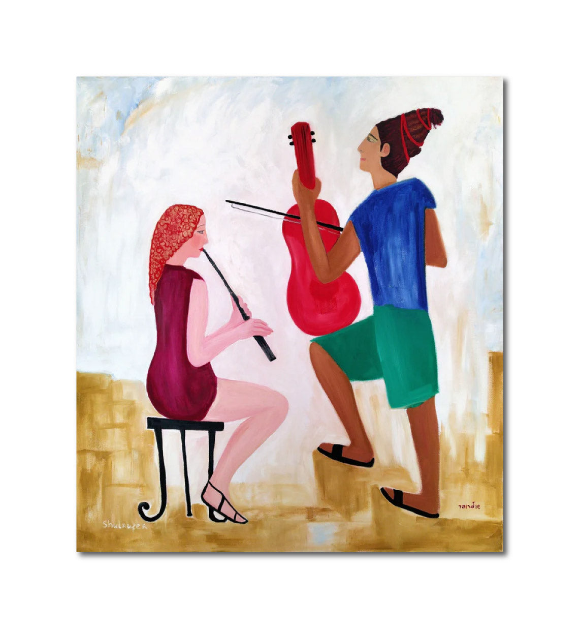 Figurative 'LISTENING TO MUSIC' - Oil Painting Janna Shulrufer