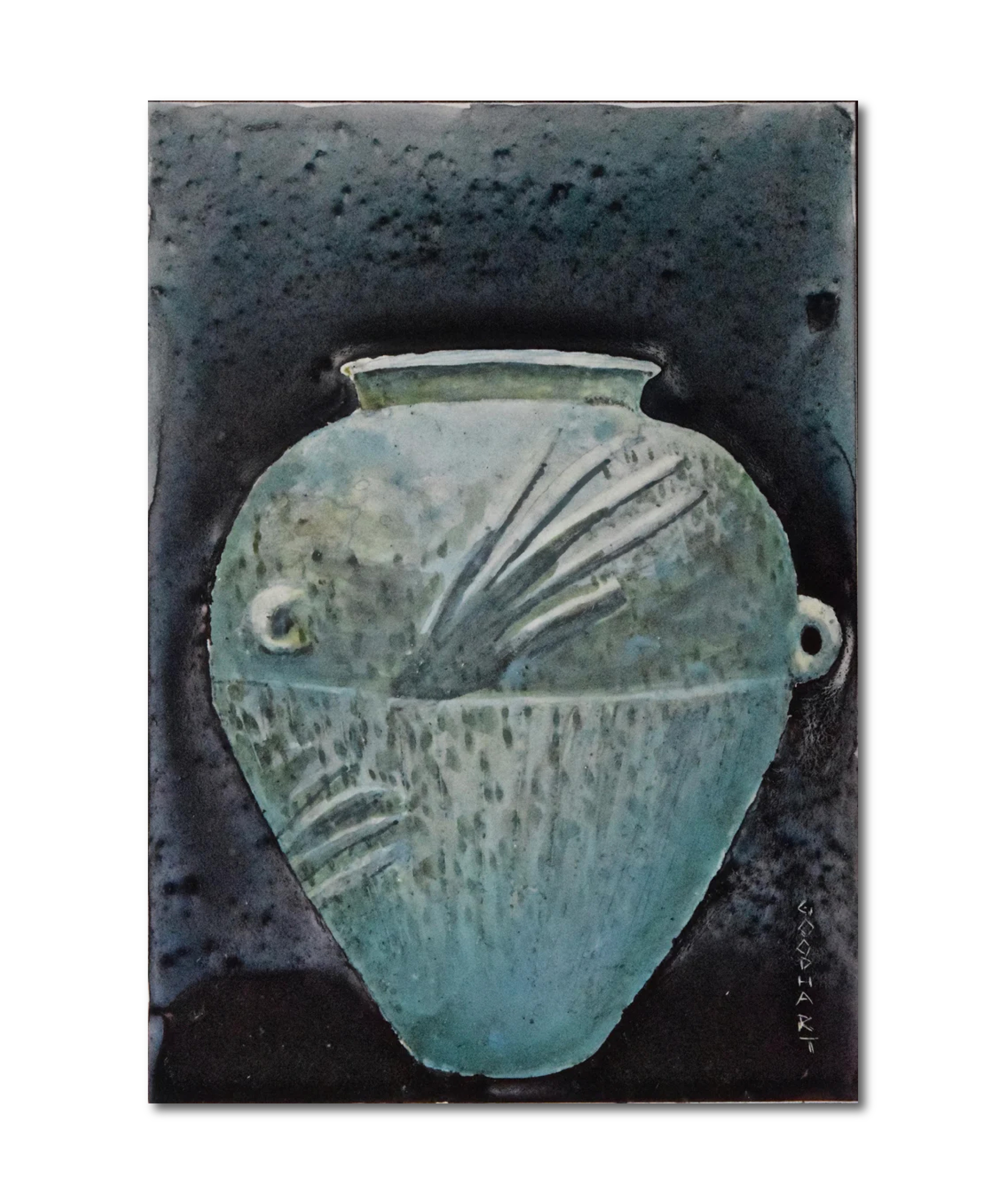 Figurative Ink Oil Watercolor 'LUNAR VESSEL' - Mixed Media on Panel Laurie Goodhart