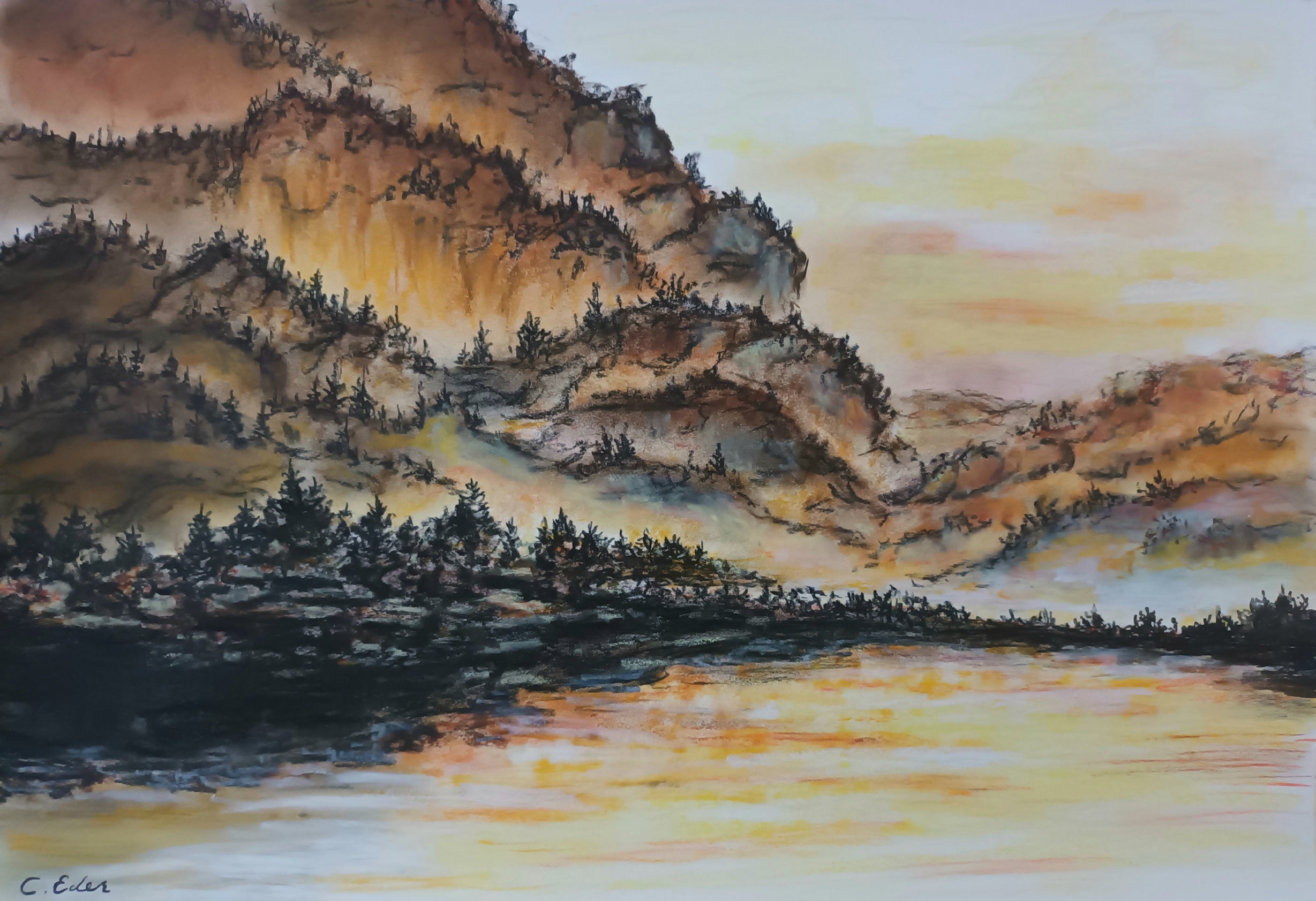 Pastels 'LANDSCAPE FROM ANYWHERE (FROM THE COLLECTION MY JAPANESE GARDENS)' Charlotte Eder
