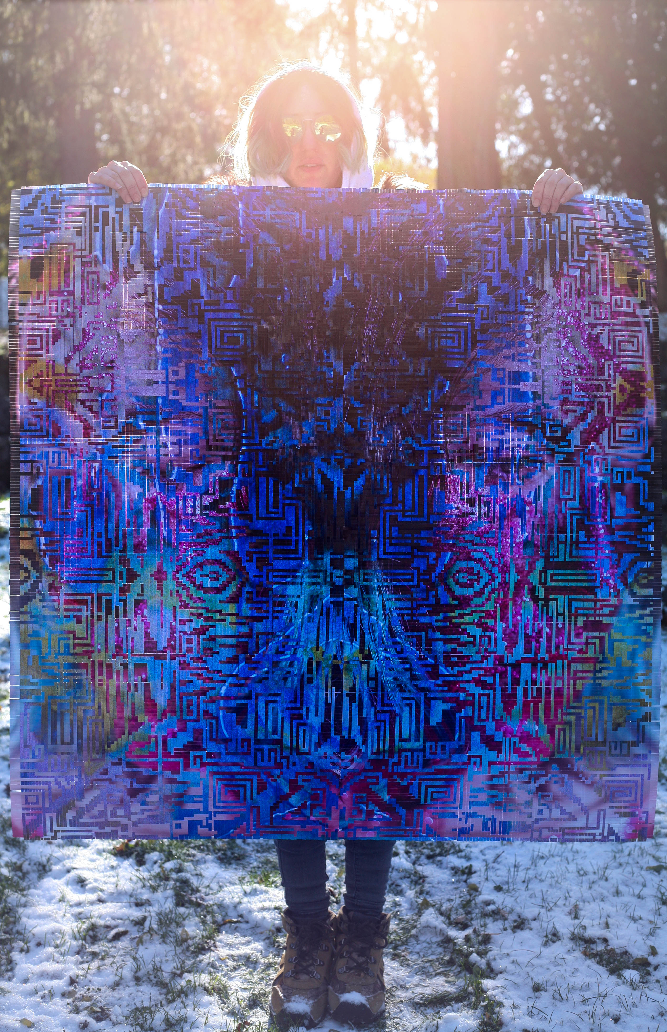 Abstract Collage Mixed Media Painting PhotoArt Weaving 'LIMITLESS UNVEILING' - Metaweave - Hand Cut, Hand Woven Photographs Lala Abaddon
