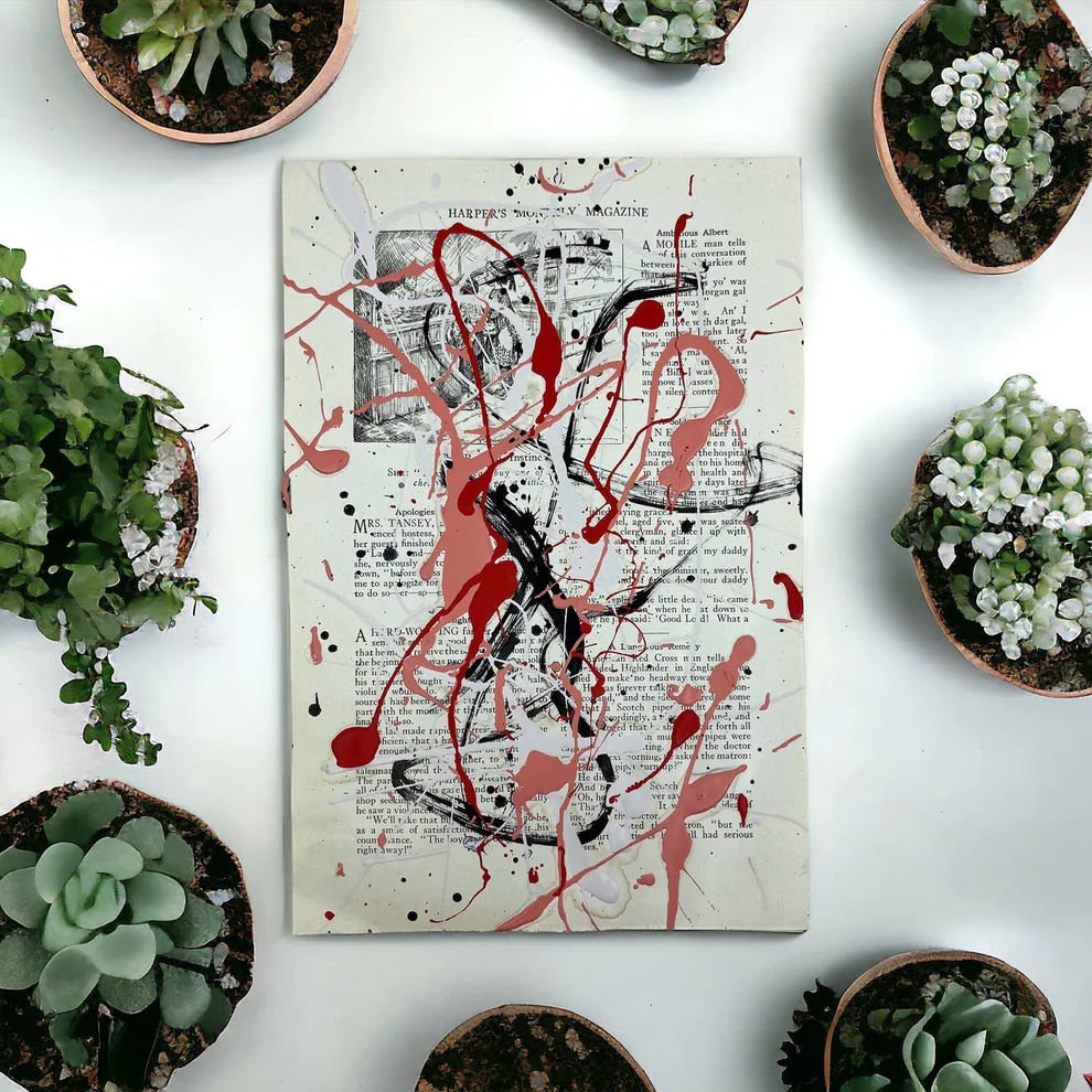 Abstract Mixed Media Painting 'LOVE STORIES SIGNED #13' - Mixed Media Abstract Art Painting Sam Lewis
