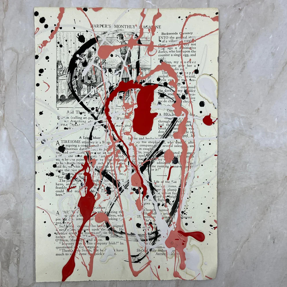 Abstract Mixed Media Painting 'LOVE STORIES SIGNED #15' - Mixed Media Abstract Art Painting Sam Lewis