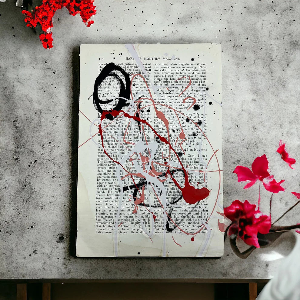 Abstract Mixed Media Painting 'LOVE STORIES SIGNED #3' - Mixed Media Abstract Art Painting Sam Lewis