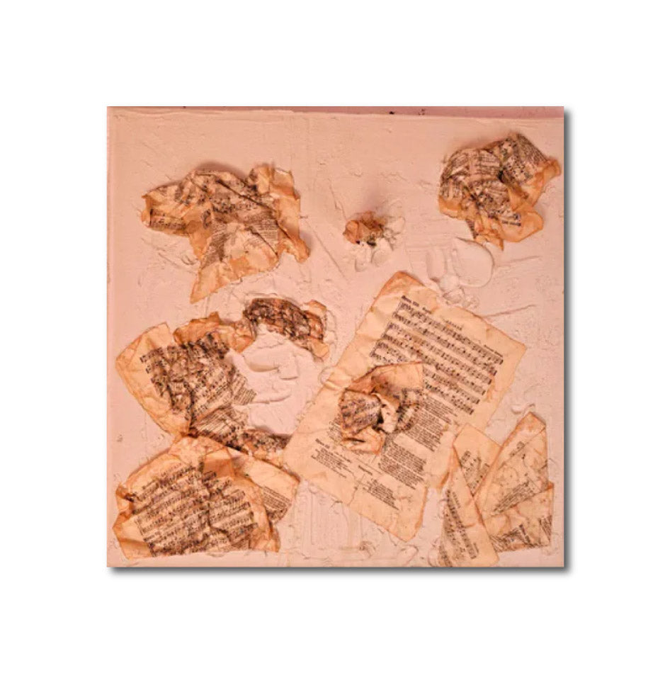 Abstract 'MUSIC' - Antique sheet music gesso lacquer on canvas Christopher Stone
