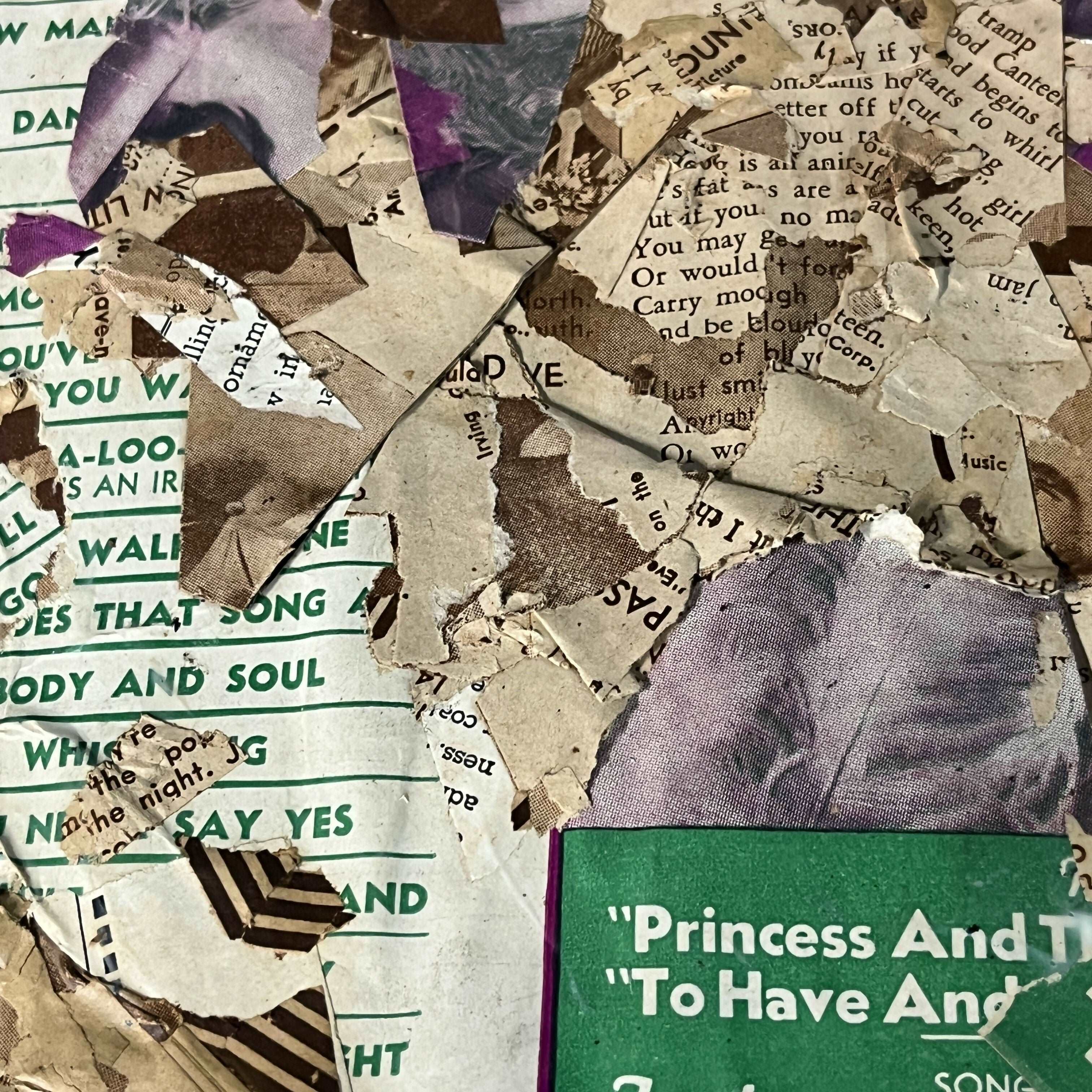 Abstract Collage Contemporary Mixed Media Painting "1945 Jan Hit Parader Magazine" - Original Mixed Media Abstract Art Collage 9x12 Sam Lewis