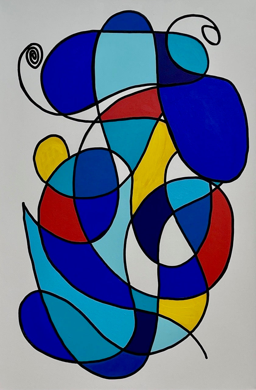 Abstract Acrylic Contemporary Painting 'A DAY AT THE BEACH' - Acrylic on Gallery Wrapped Canvas Michelle Lander Feinberg