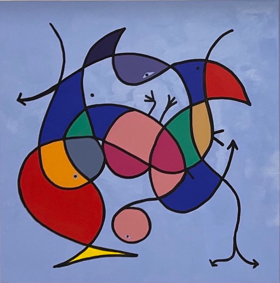 Abstract Acrylic Contemporary Painting 'THE CHASE' - Acrylic on gallery wrapped canvas Michelle Lander Feinberg
