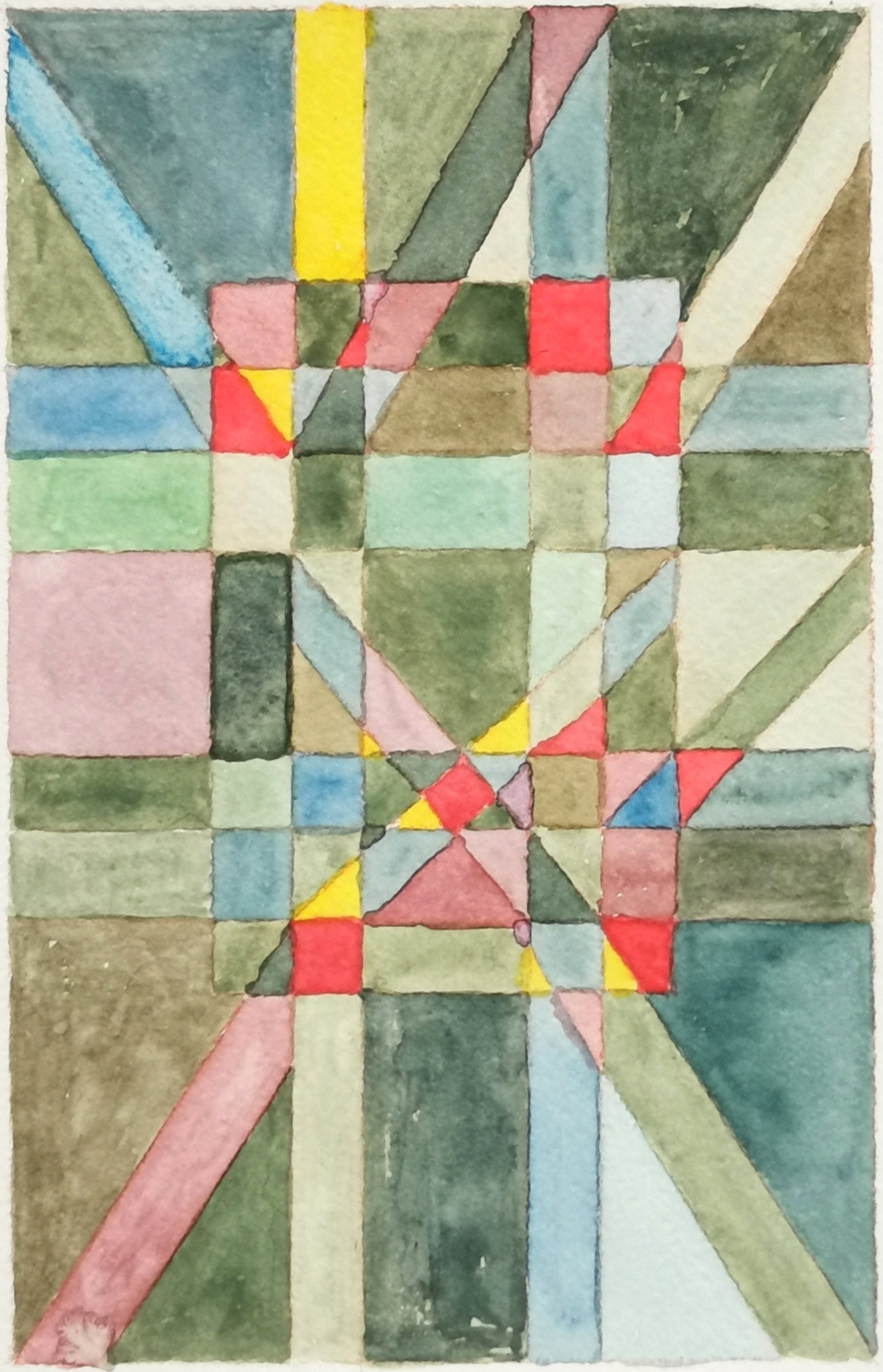 Abstract Contemporary Expressionist Geometric Watercolor 'WEIGHTINGS IN THE SYSTEM 11' - Watercolor on paper Miika Nyyssonen