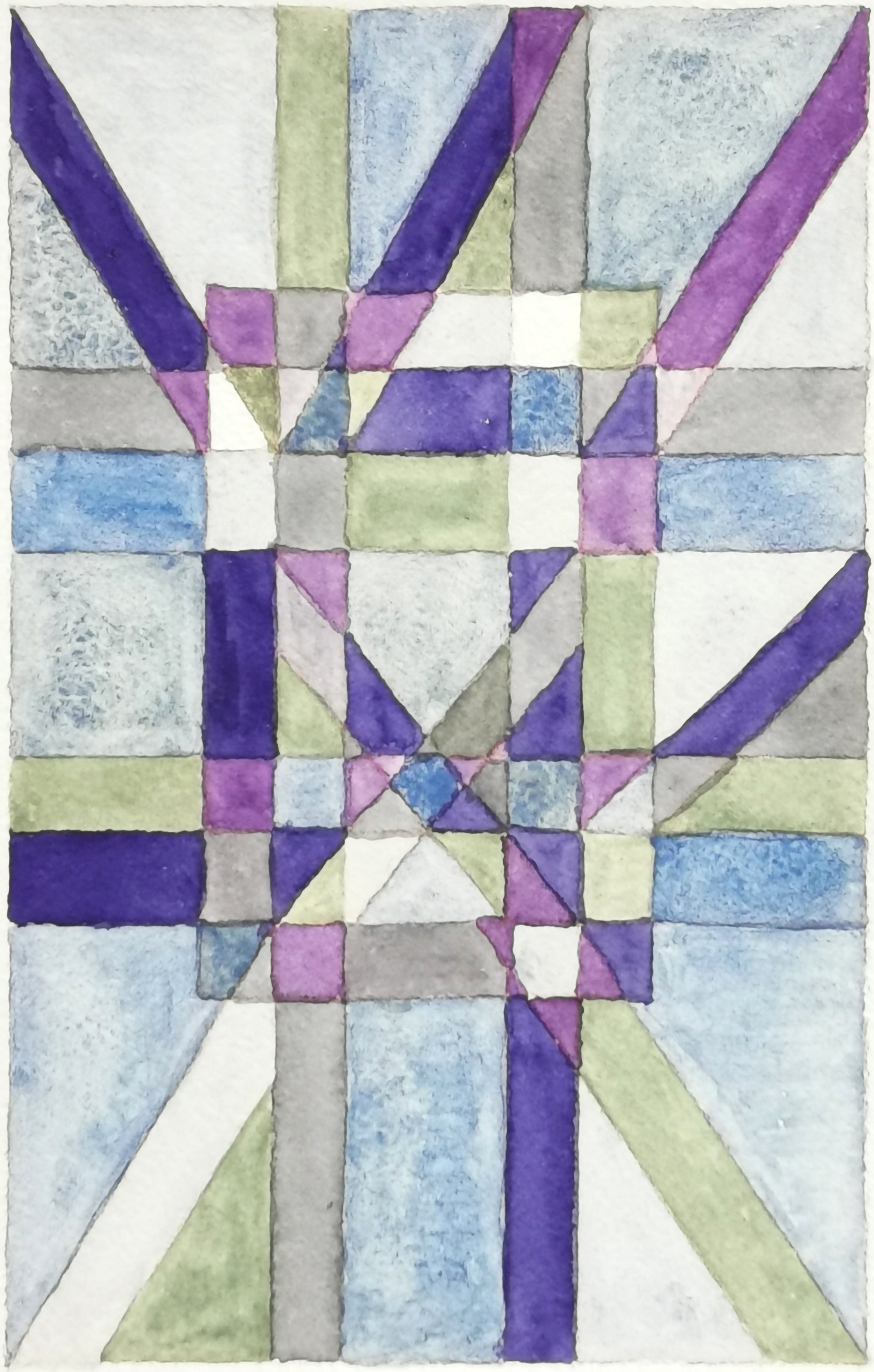 Abstract Contemporary Expressionist Geometric Watercolor 'WEIGHTINGS IN THE SYSTEM 12' - Watercolor on paper Miika Nyyssonen
