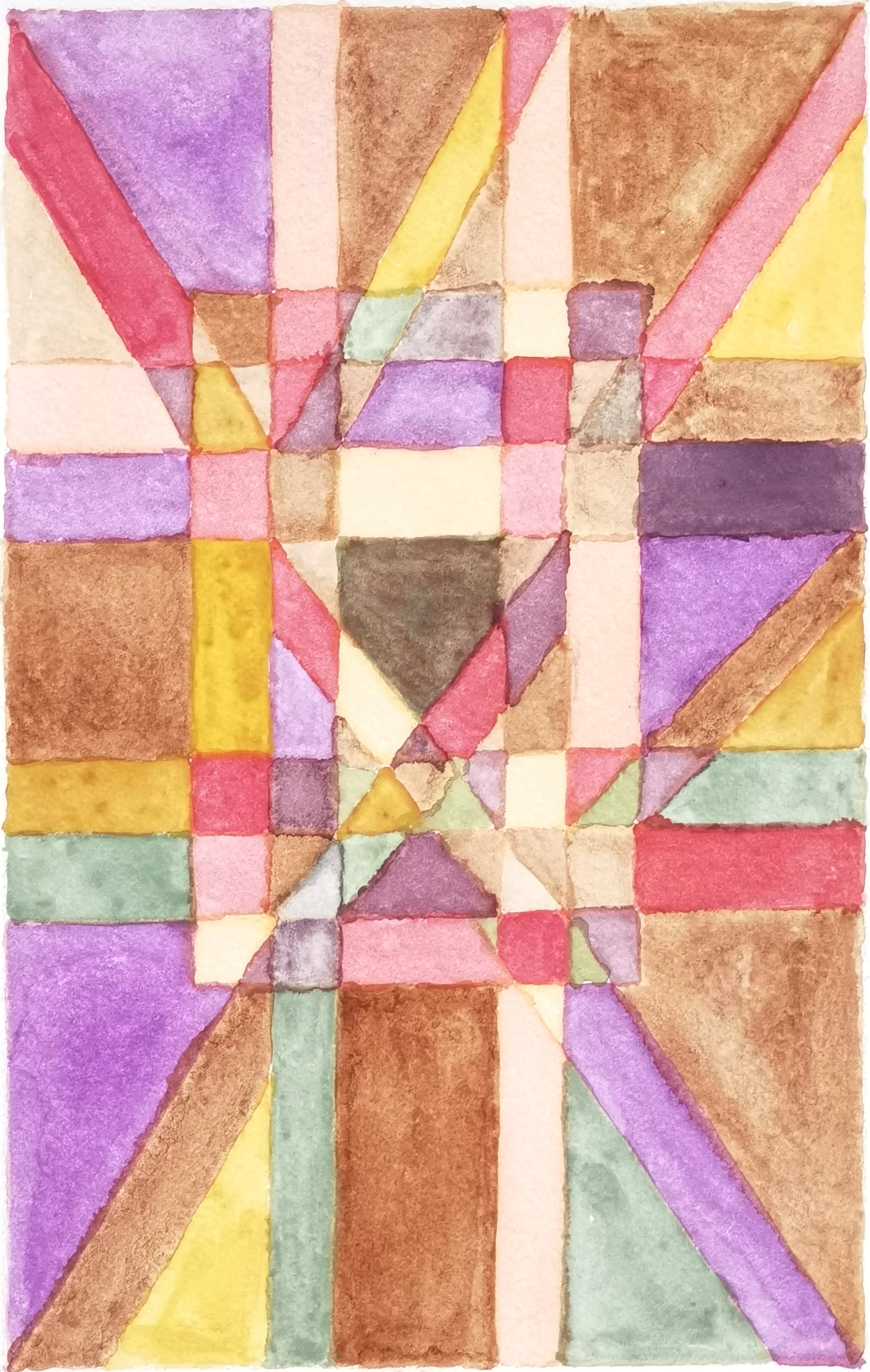 Abstract Contemporary Expressionist Geometric Watercolor 'WEIGHTINGS IN THE SYSTEM 13' - Watercolor on paper Miika Nyyssonen