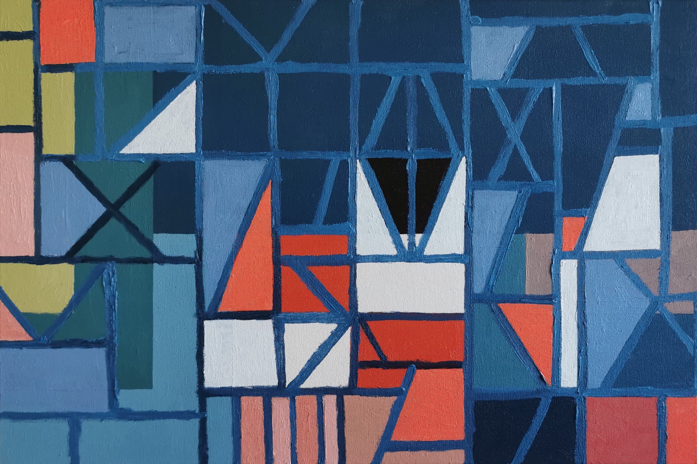 Abstract Contemporary Geometric 'FACHWERK UND 43' - Oil on canvas Miika Nyyssonen